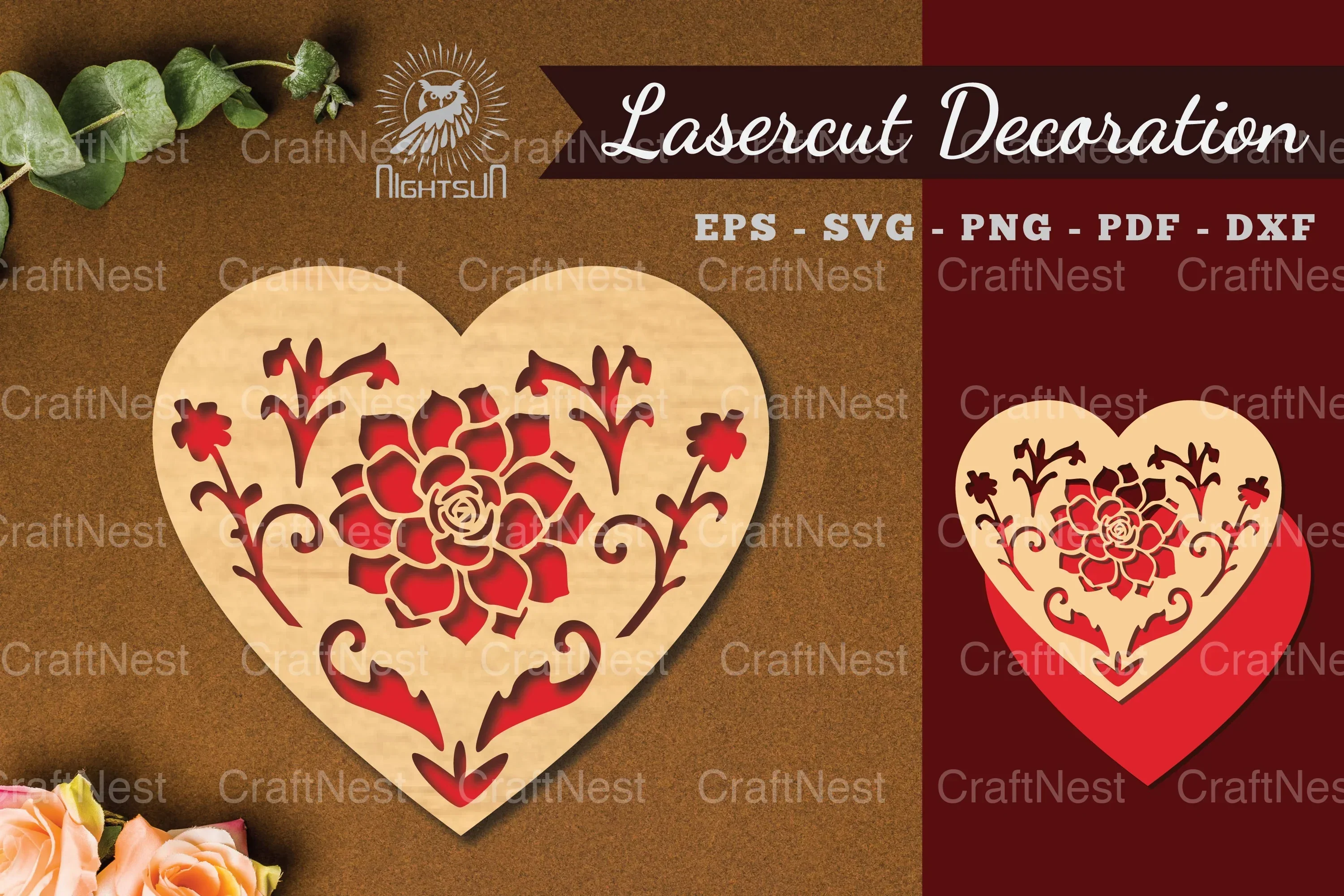 Floral Heart Laser Cut Decoration Clipart Bundle