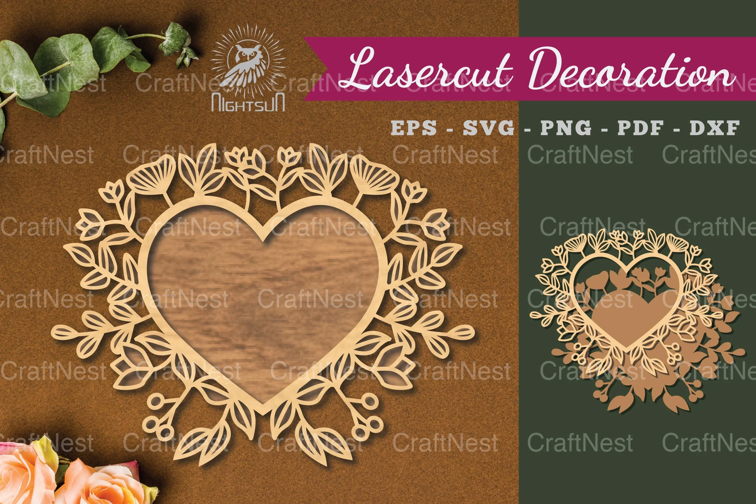 Floral Heart Laser Cut Decoration Clipart Bundle