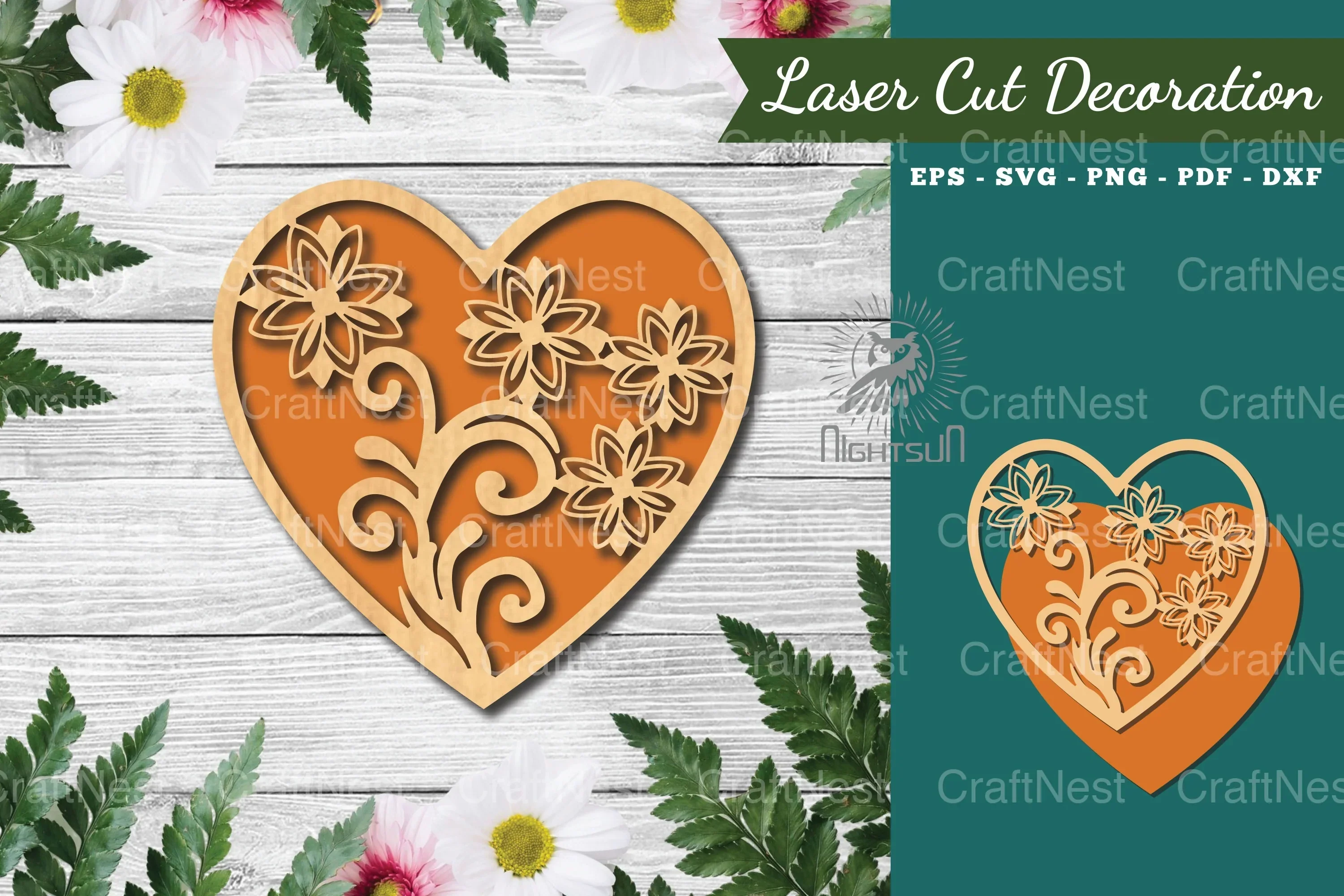 Floral Heart Laser Cut Decoration Clipart Bundle