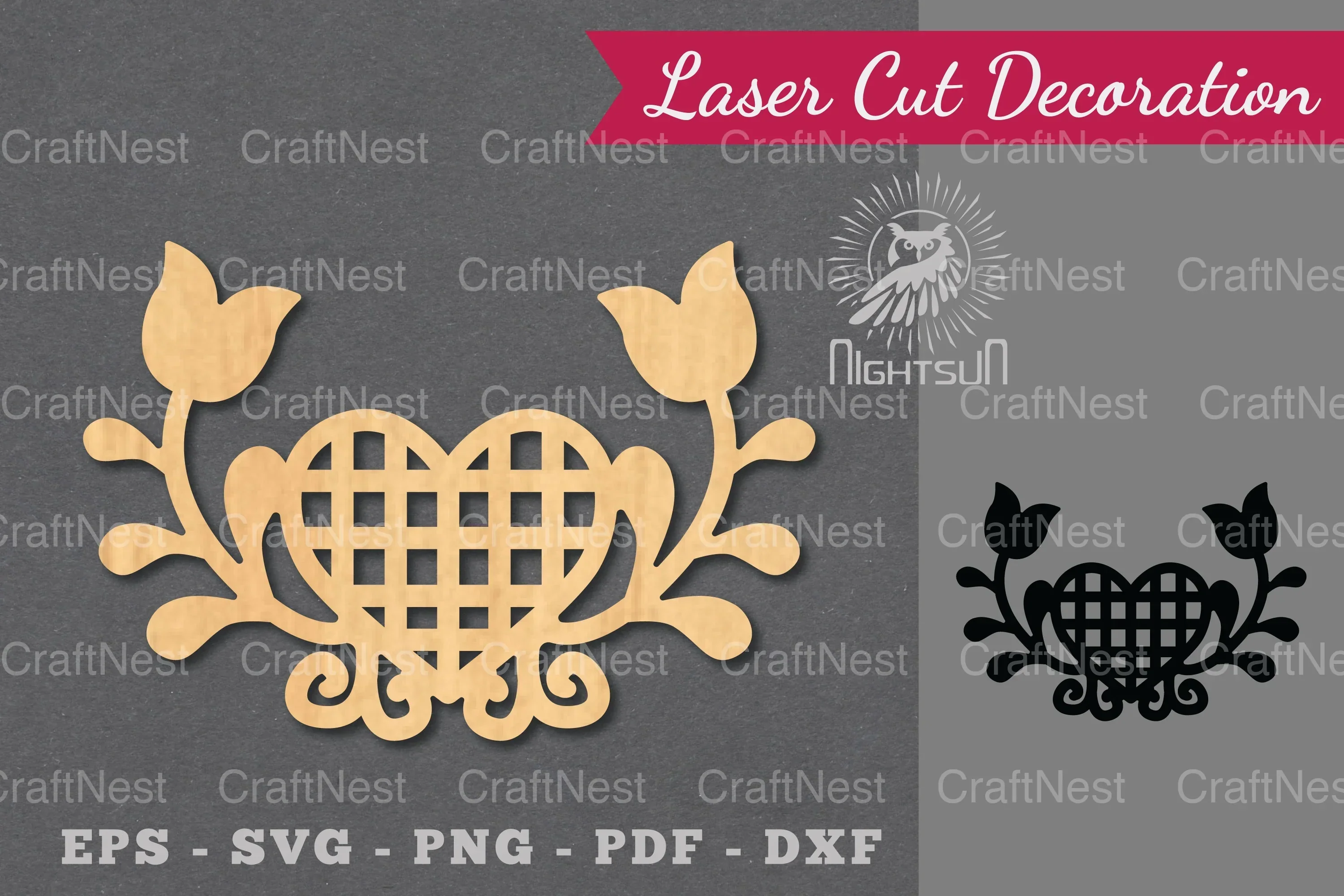 Floral Heart Laser Cut Decoration Clipart Bundle