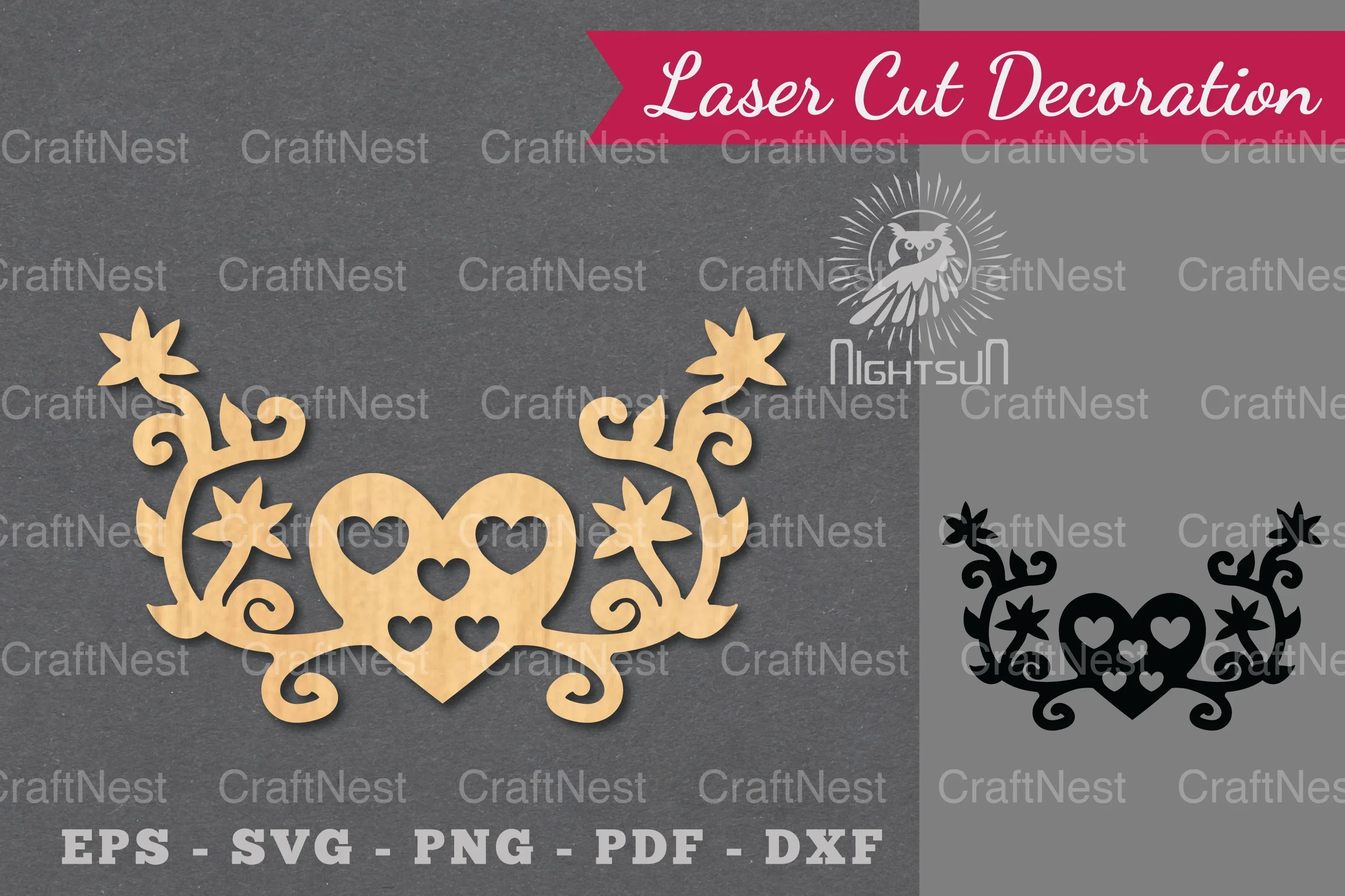 Floral Heart Laser Cut Decoration Clipart Bundle