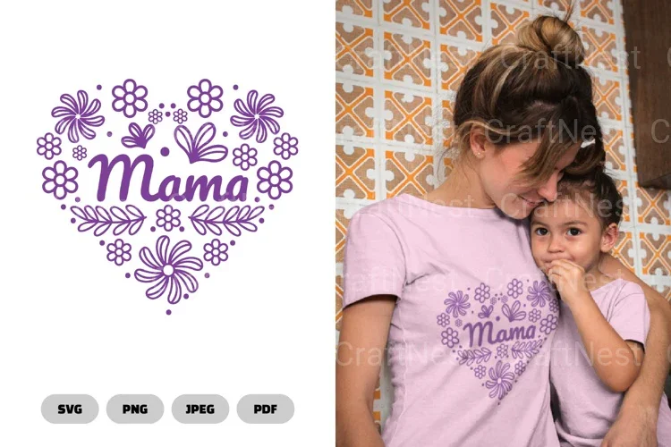 Floral Heart Mama Mother's Day SVG Bundle