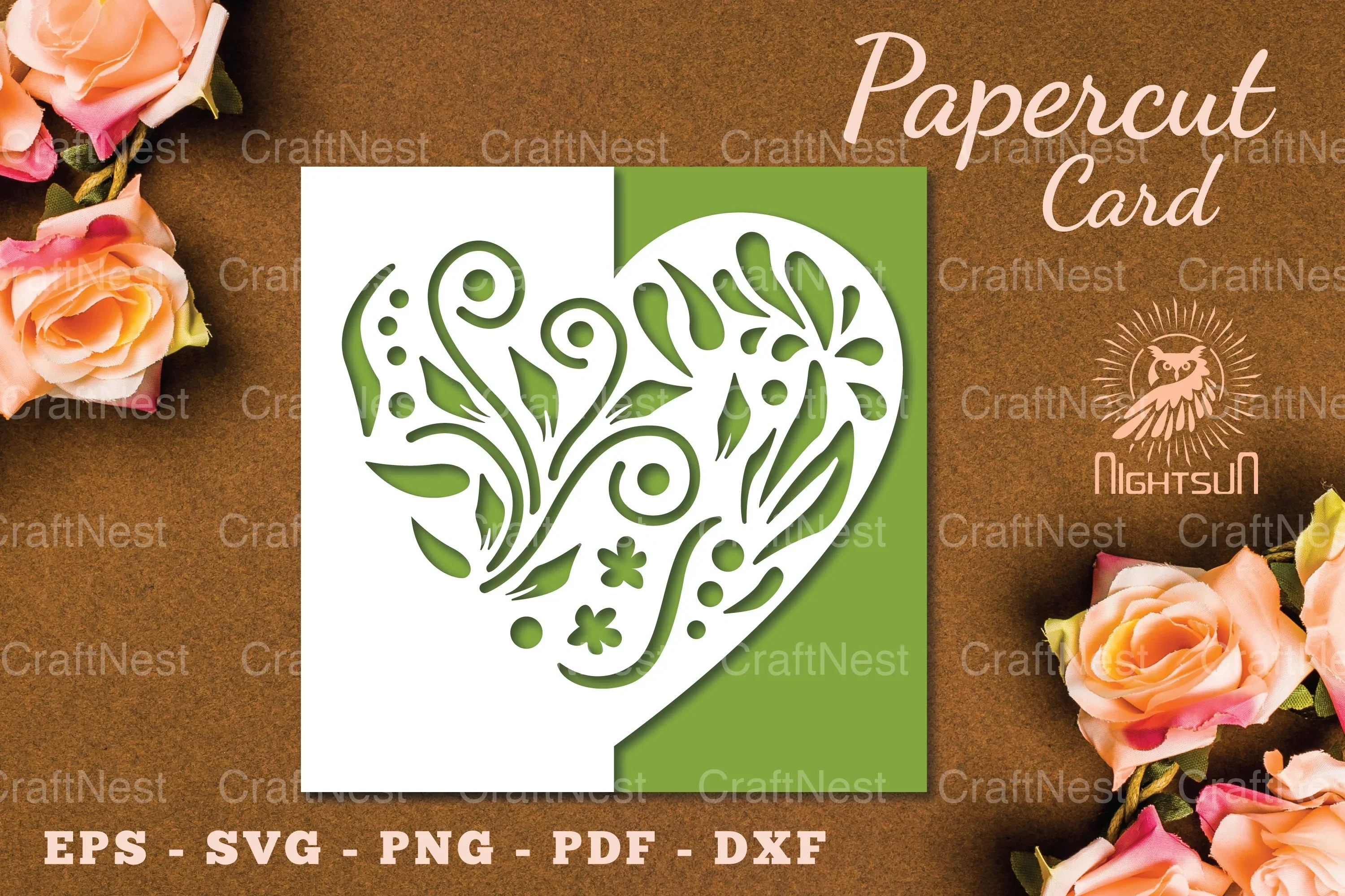 Floral Heart Papercut Card SVG Bundle