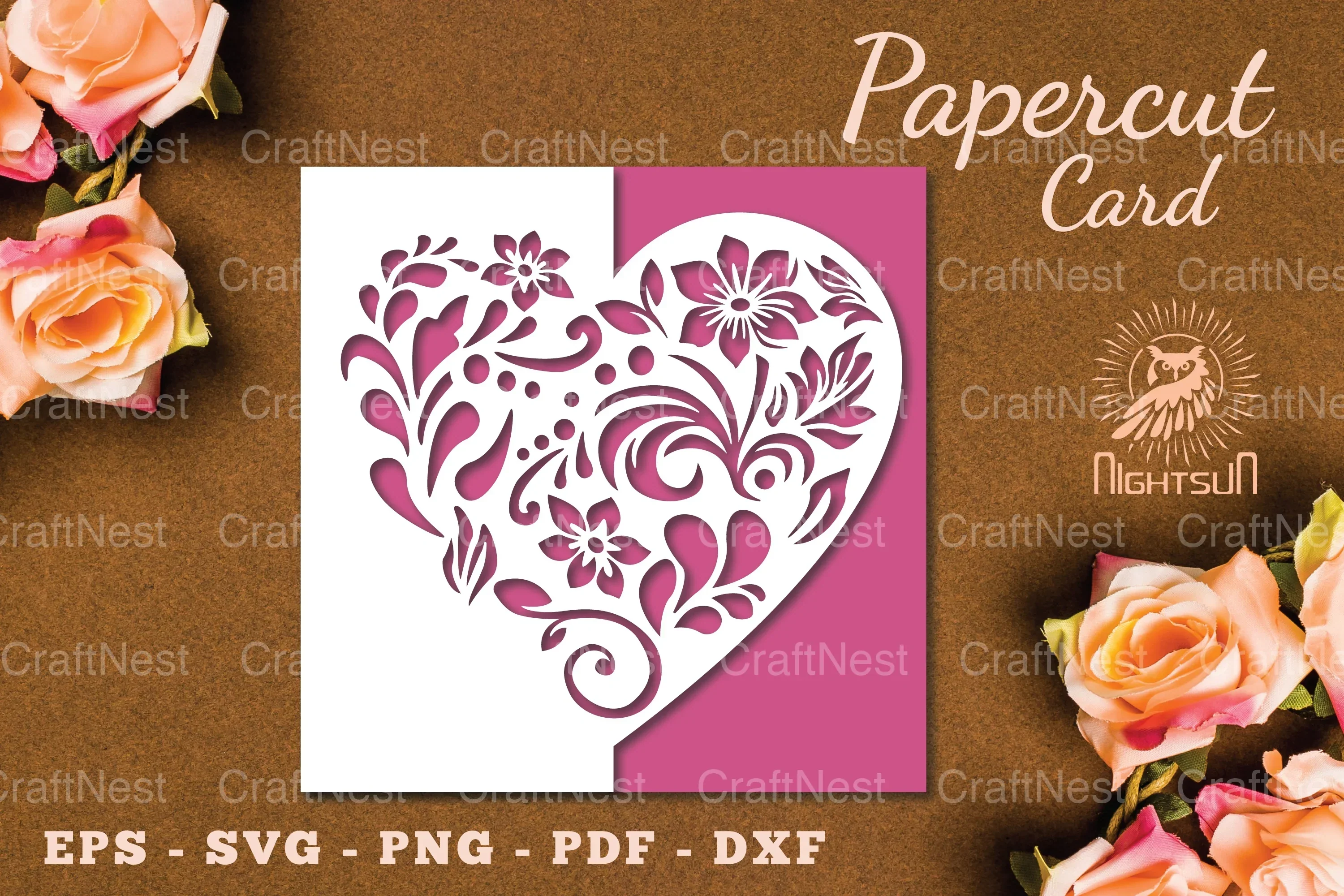 Floral Heart Papercut Card SVG Bundle
