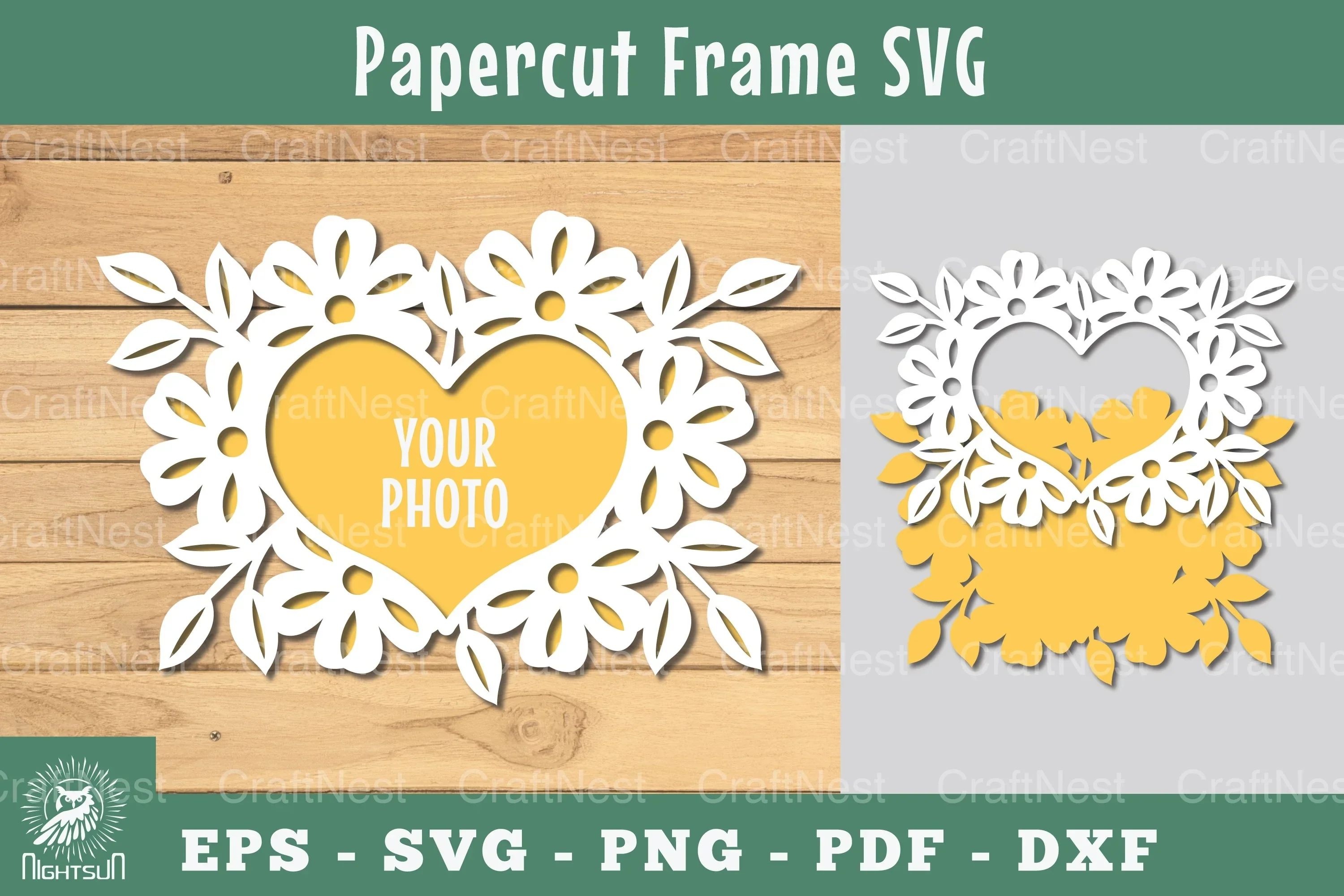 Floral Heart Papercut Frame Clipart Bundle