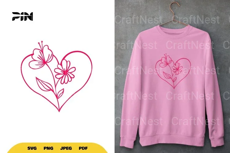Floral Heart SVG Bundle