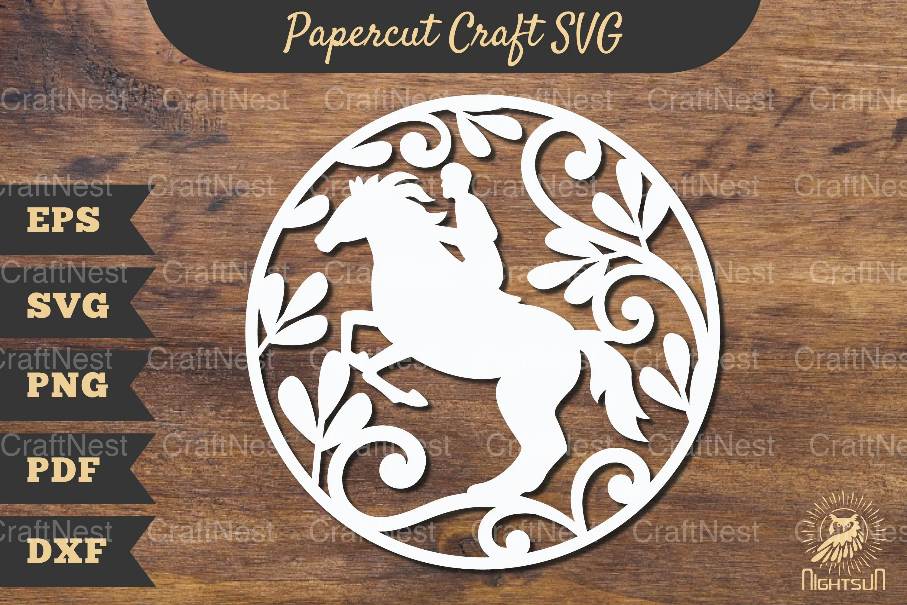 Floral Horse Riding Papercut Craft Clipart Bundle