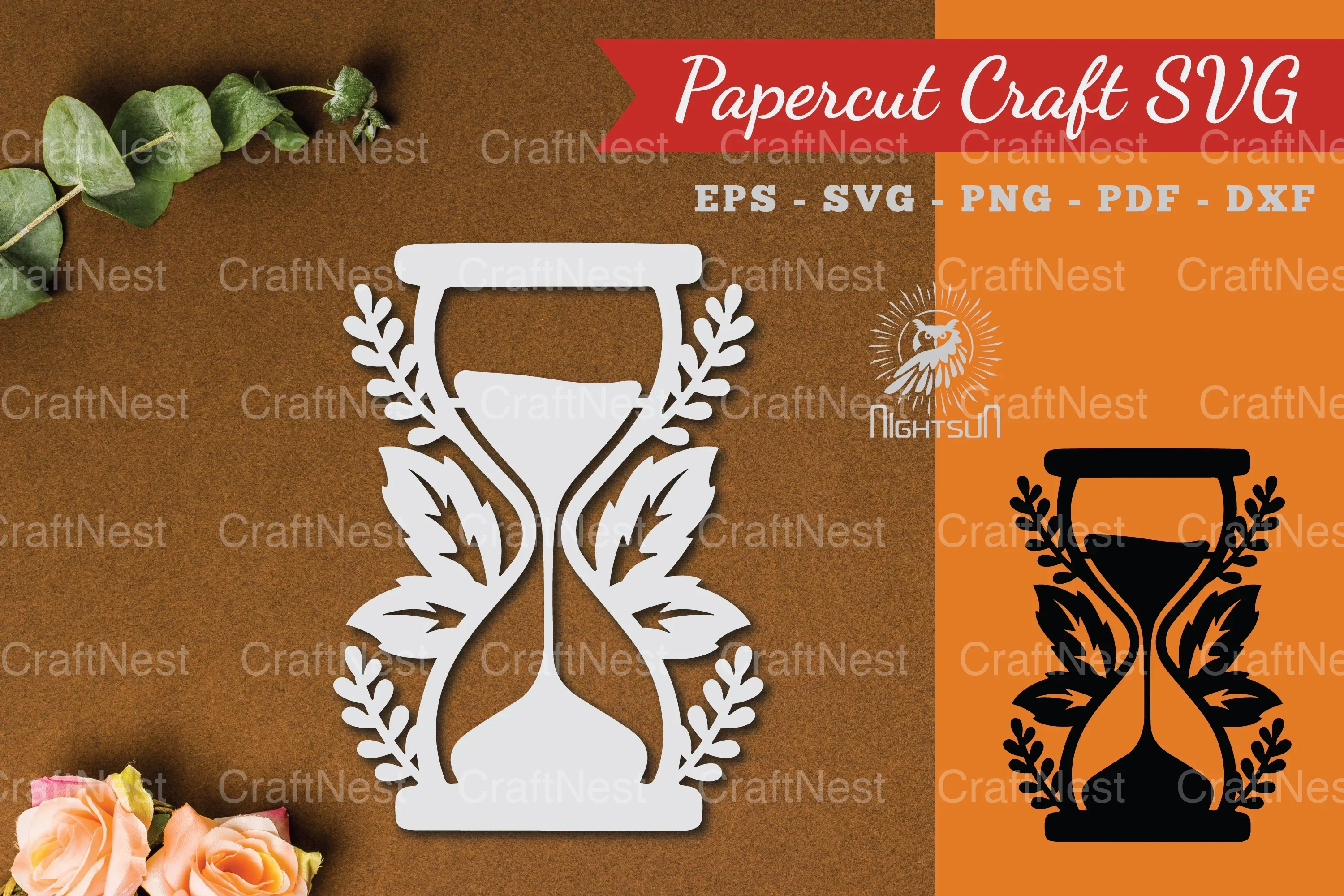 Floral Hourglass Paper Cut Clipart Bundle