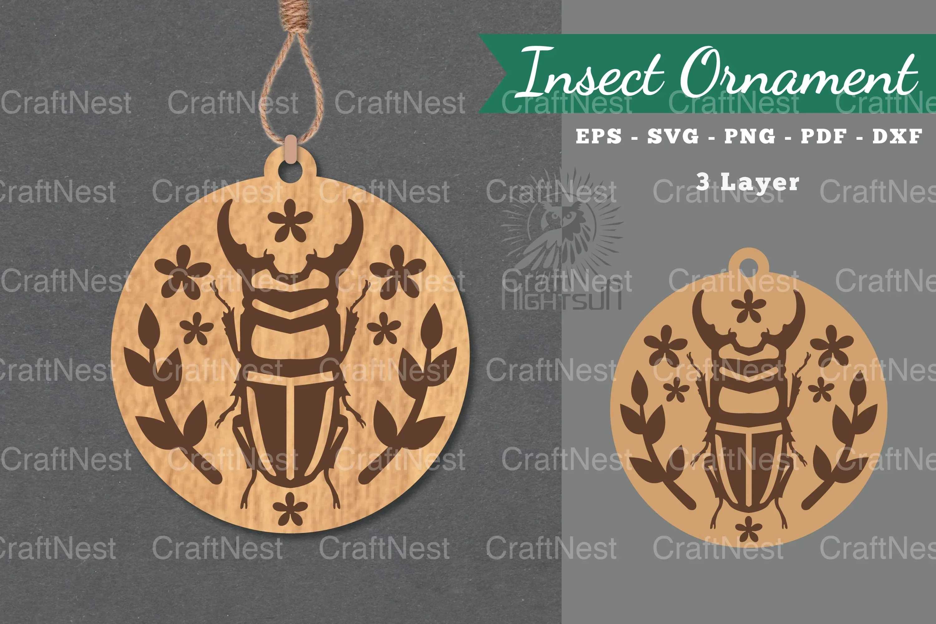 Floral Insect Laser Cut Ornament Clipart Bundle