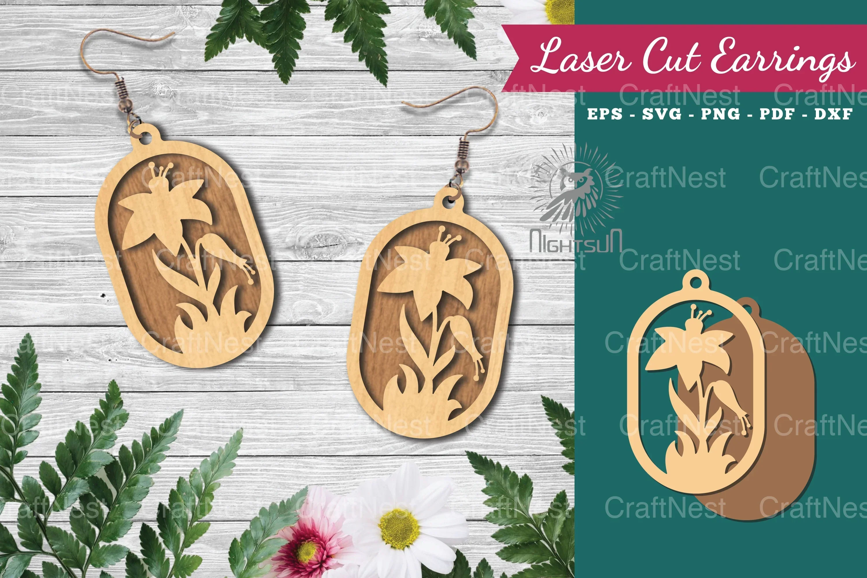 Floral Laser Cut Earrings Design Bundle