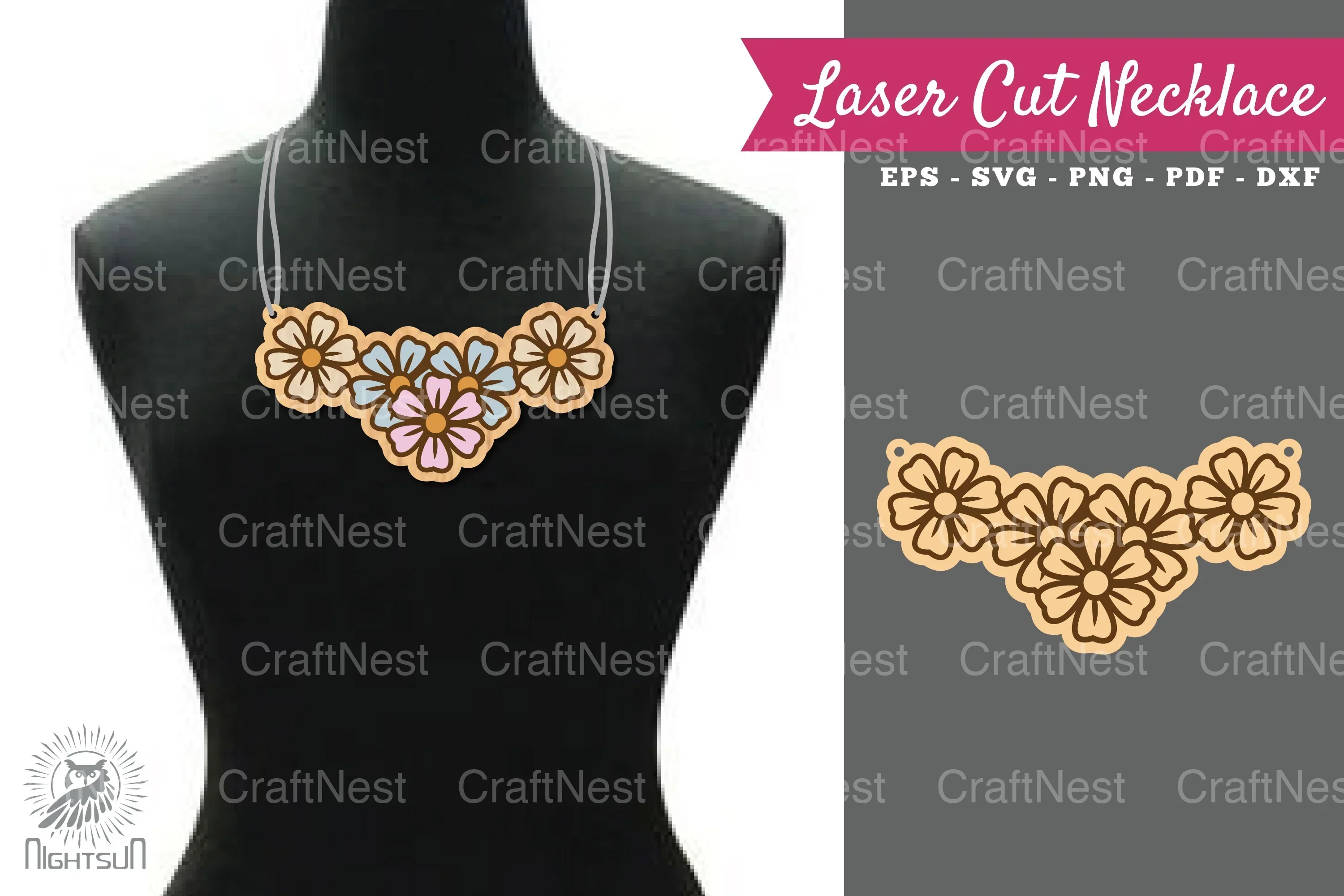 Floral Laser Cut Necklace Design SVG Bundle