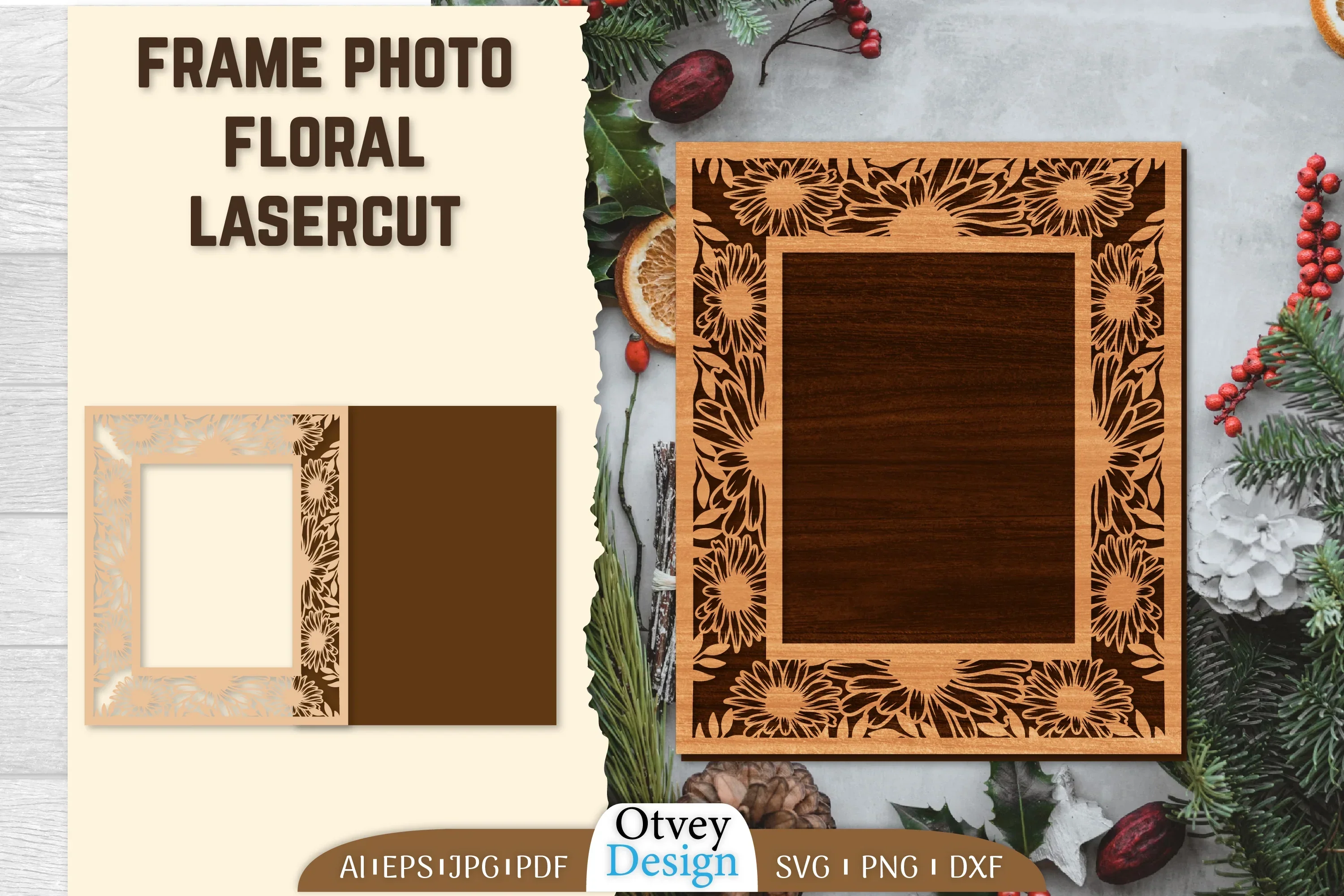 Floral Lasercut 2-Frame Photo SVG Bundle