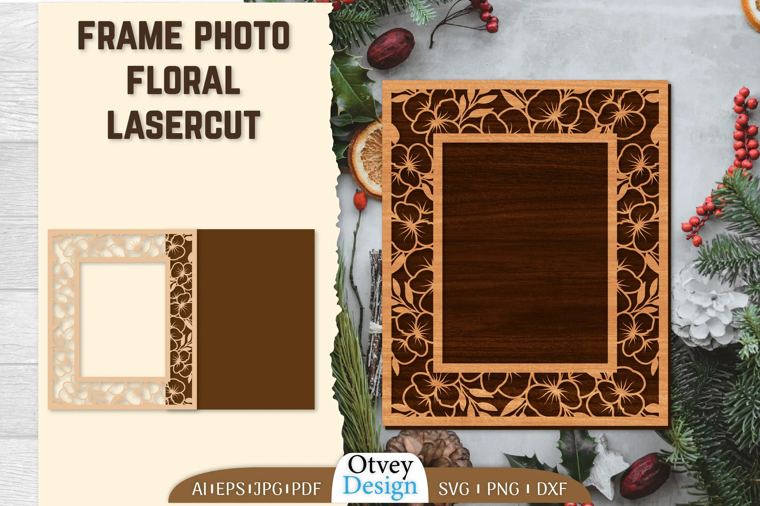 Floral Lasercut 2-Frame Photo SVG Bundle