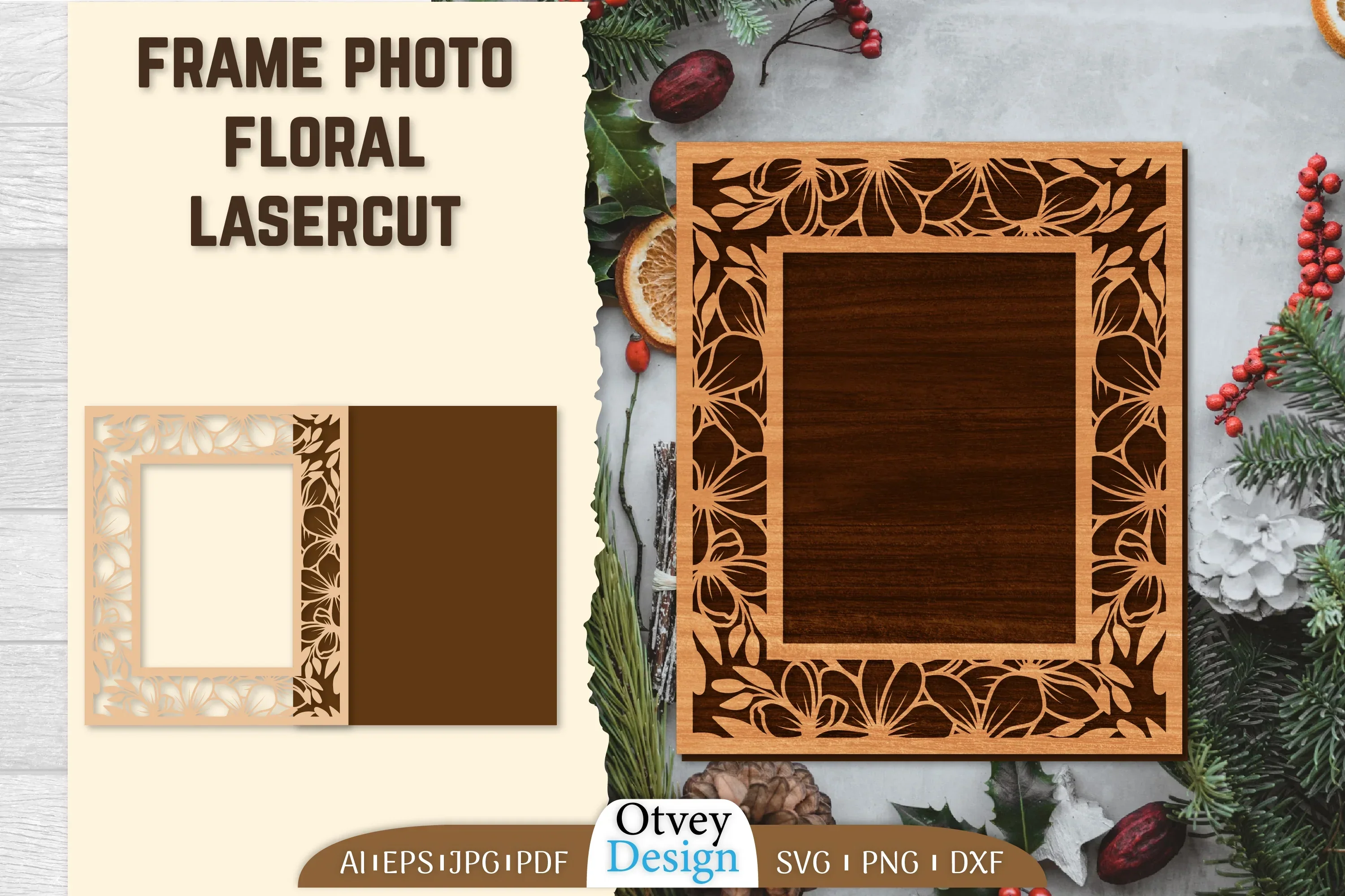 Floral Lasercut 2-Frame Photo SVG Bundle