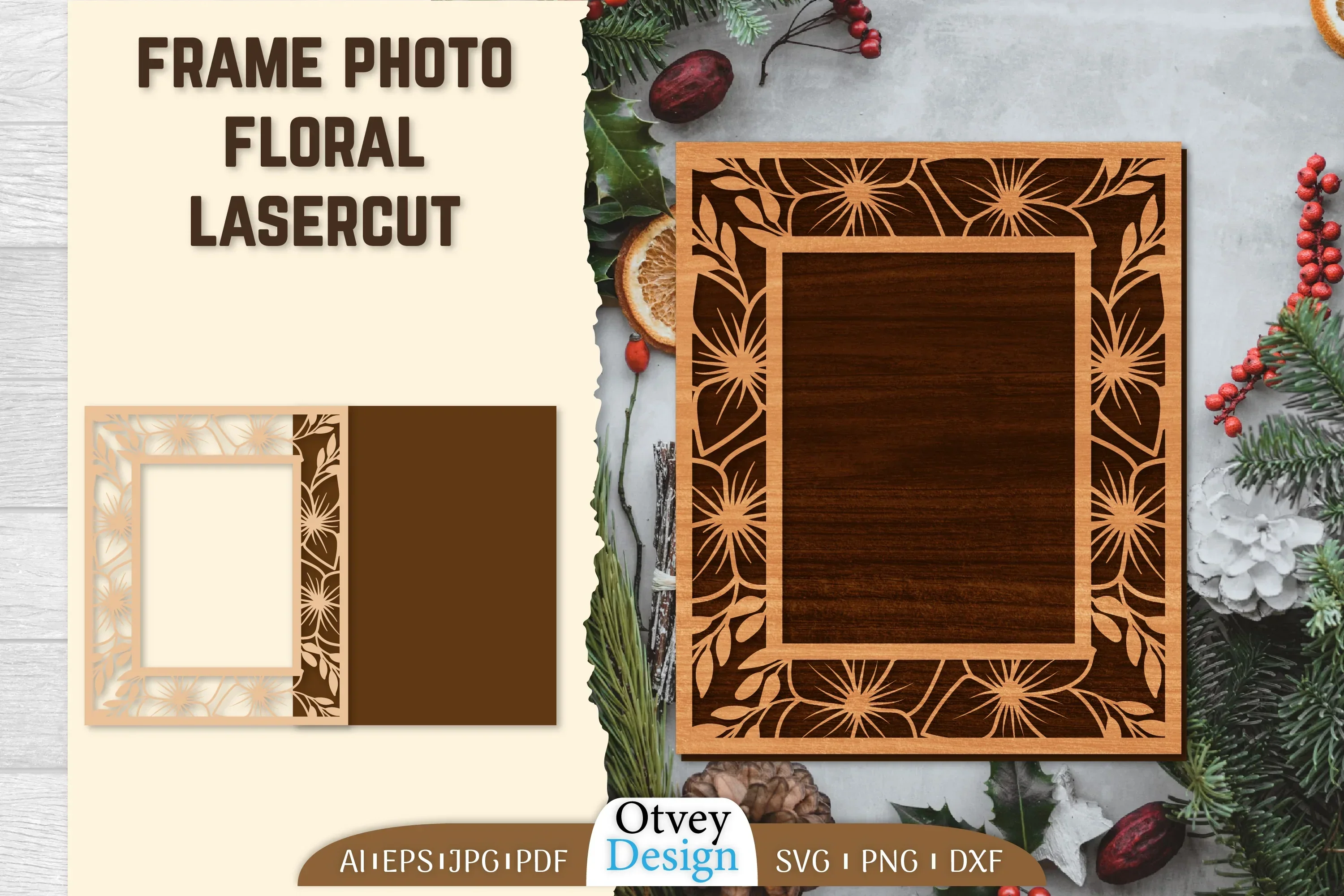 Floral Lasercut 2 Frame Photo SVG Bundle