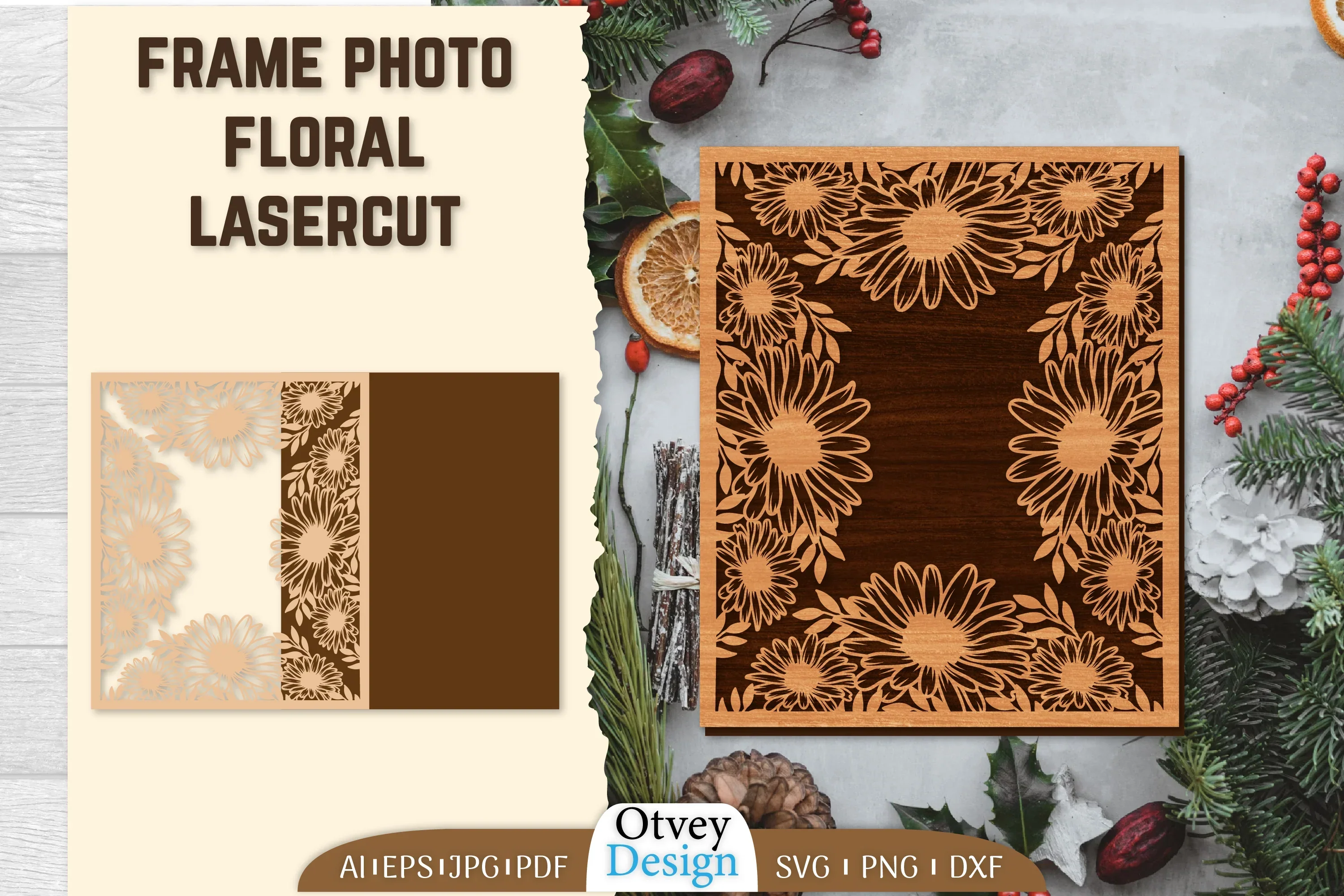 Floral Lasercut Frame Photo SVG Bundle