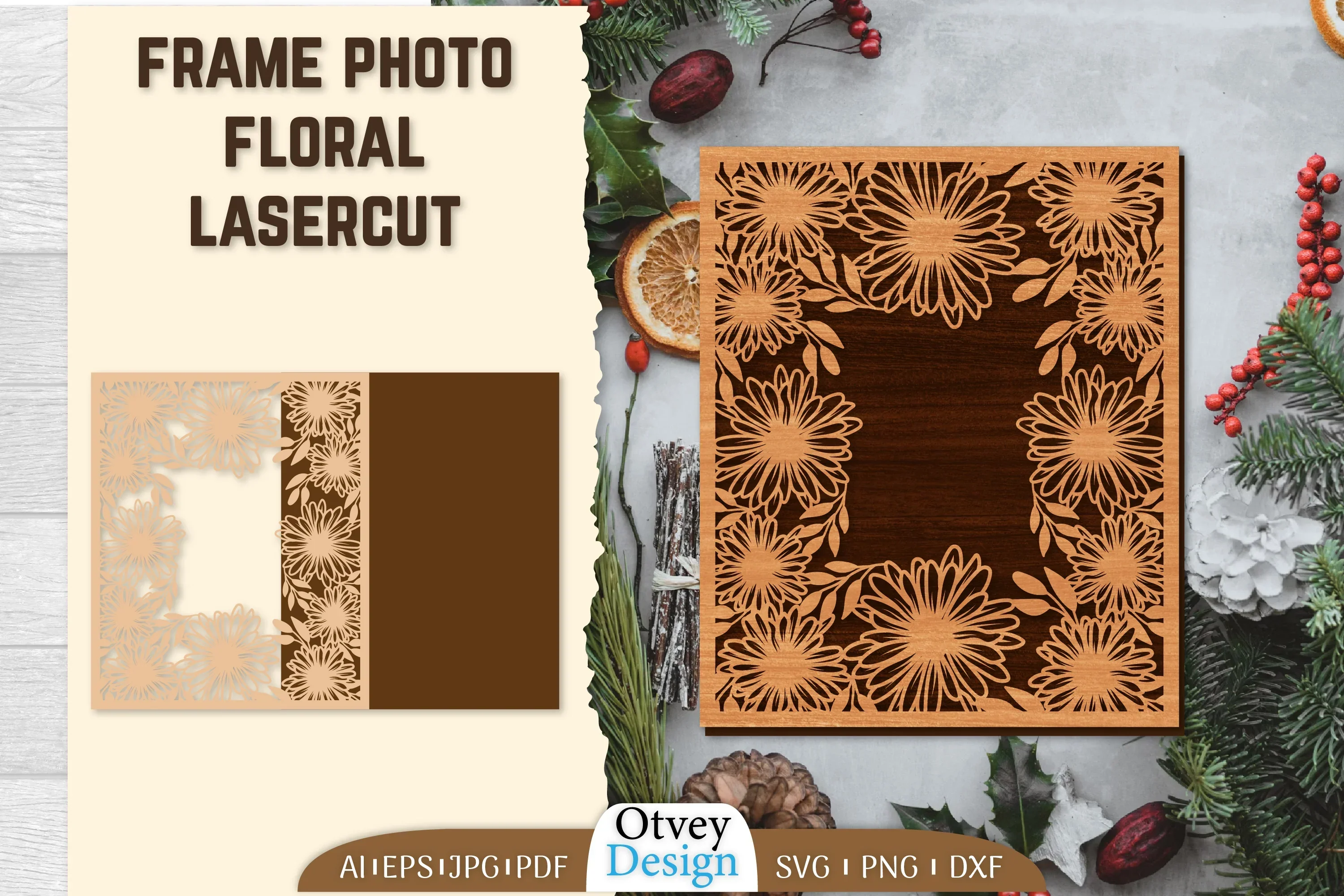 Floral Lasercut Frame Photo SVG Bundle