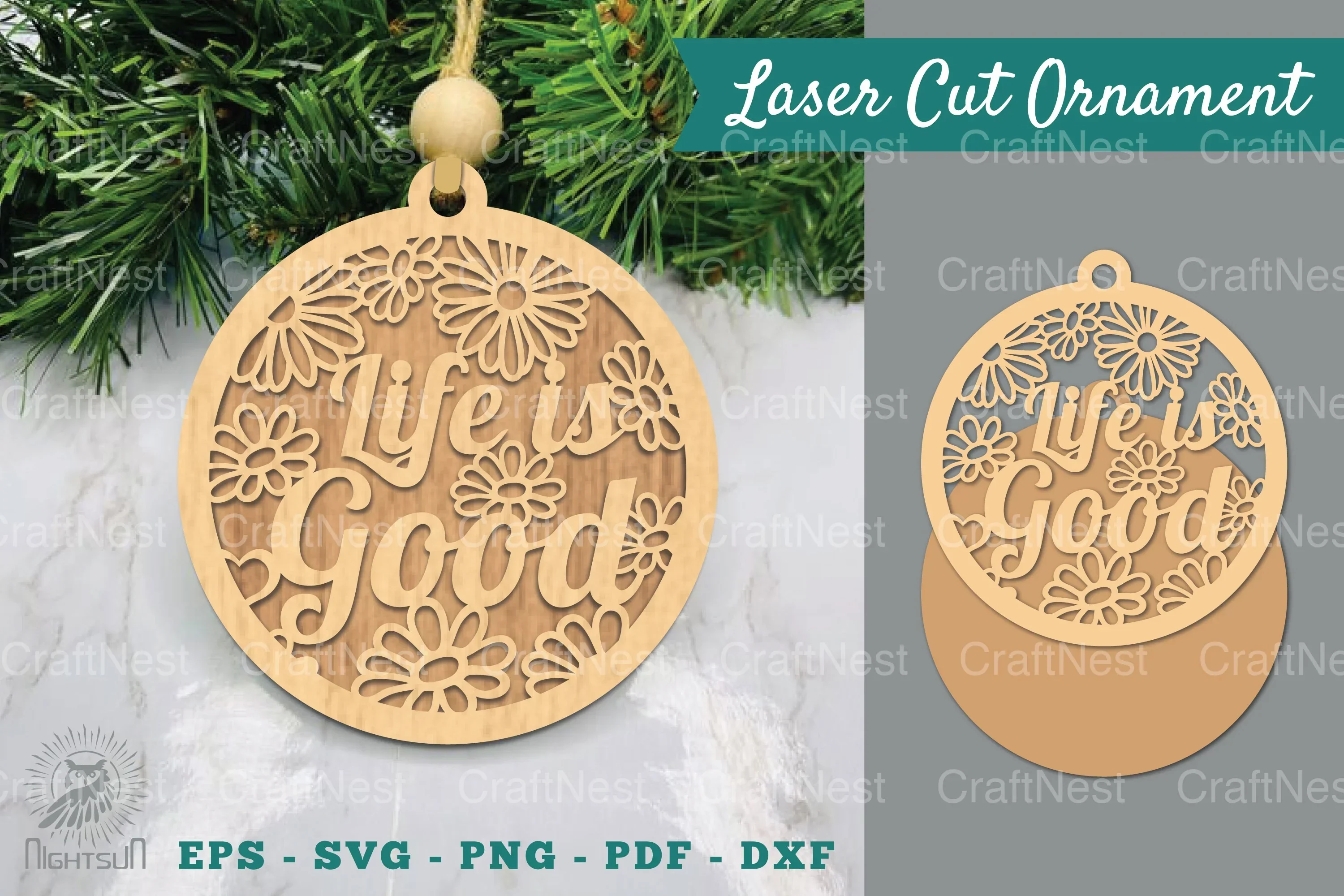 Floral Life is Good Laser Cut Ornament Clipart Bundle