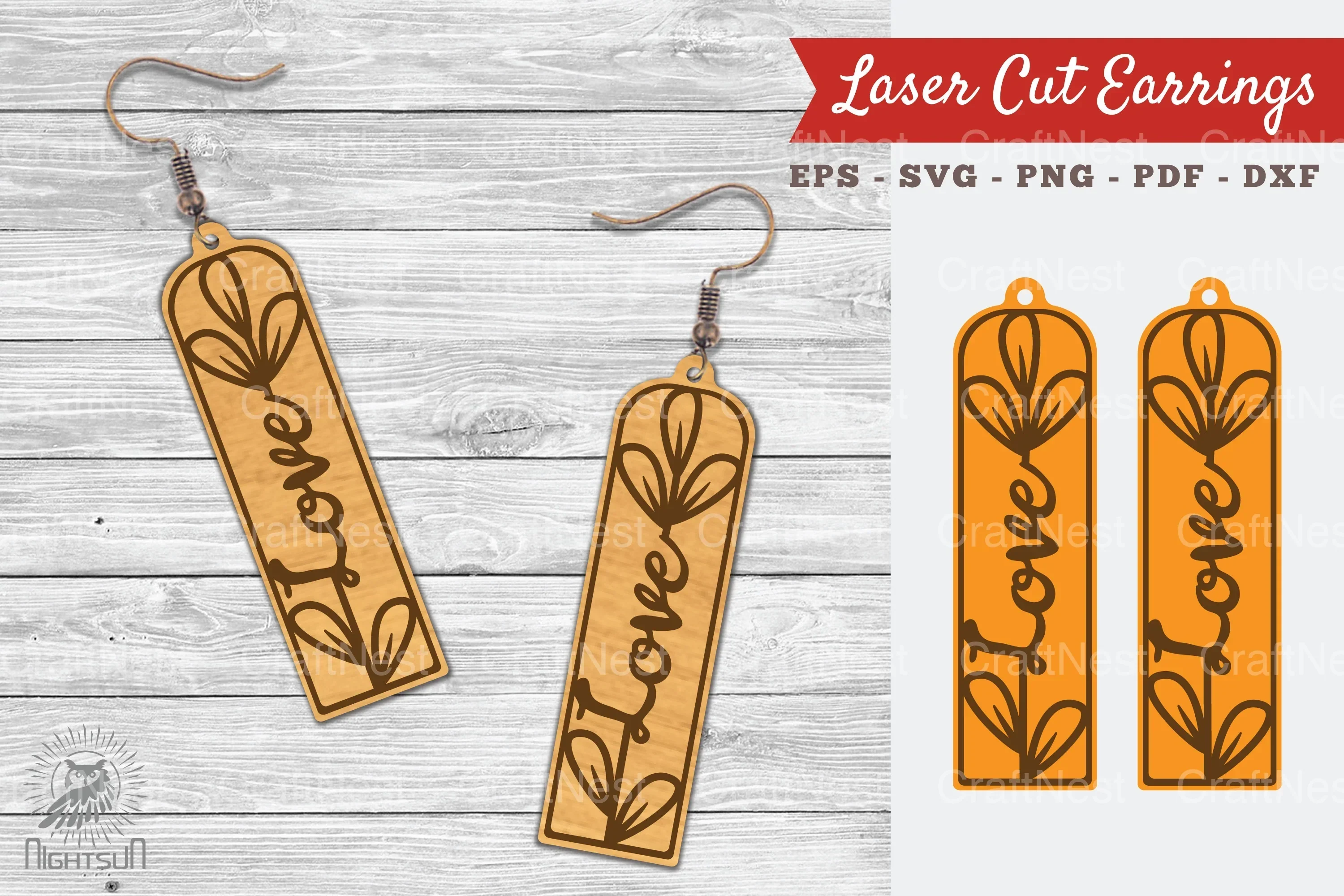 Floral Love Laser Cut Earrings SVG Bundle