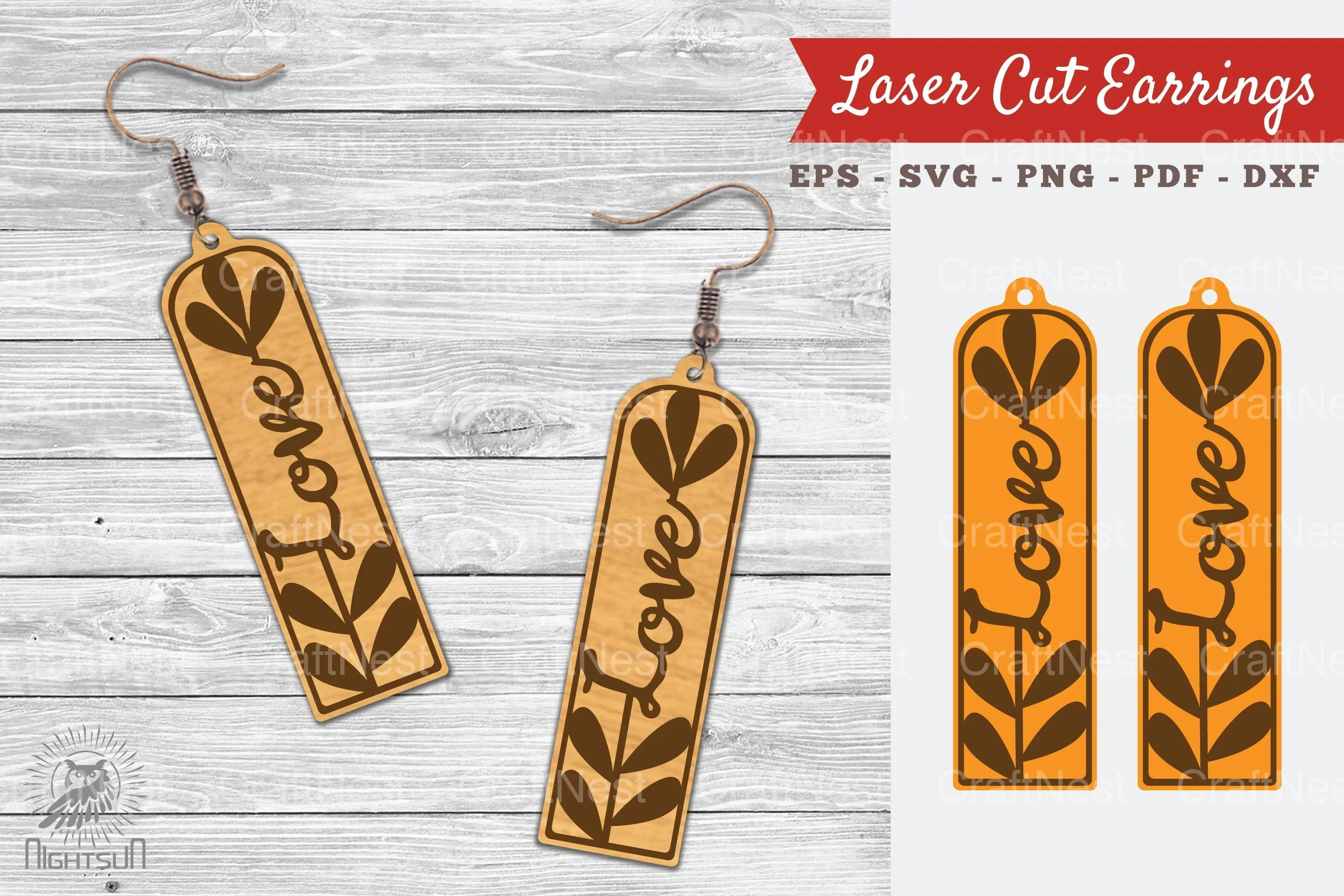 Floral Love Laser Cut Earrings SVG Bundle