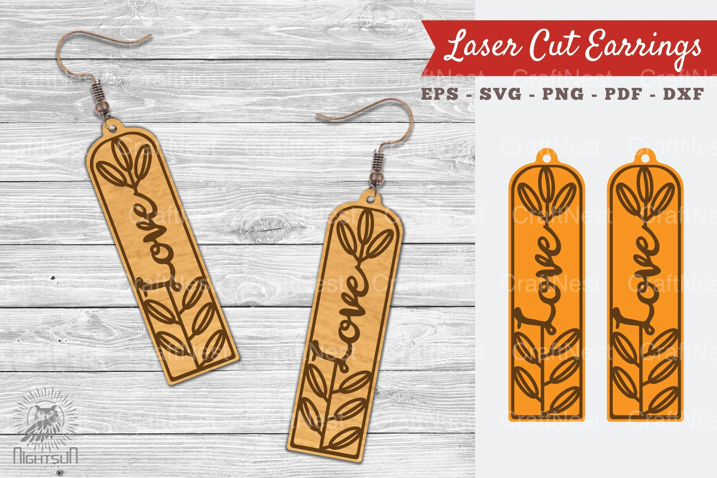 Floral Love Laser Cut Earrings SVG Bundle