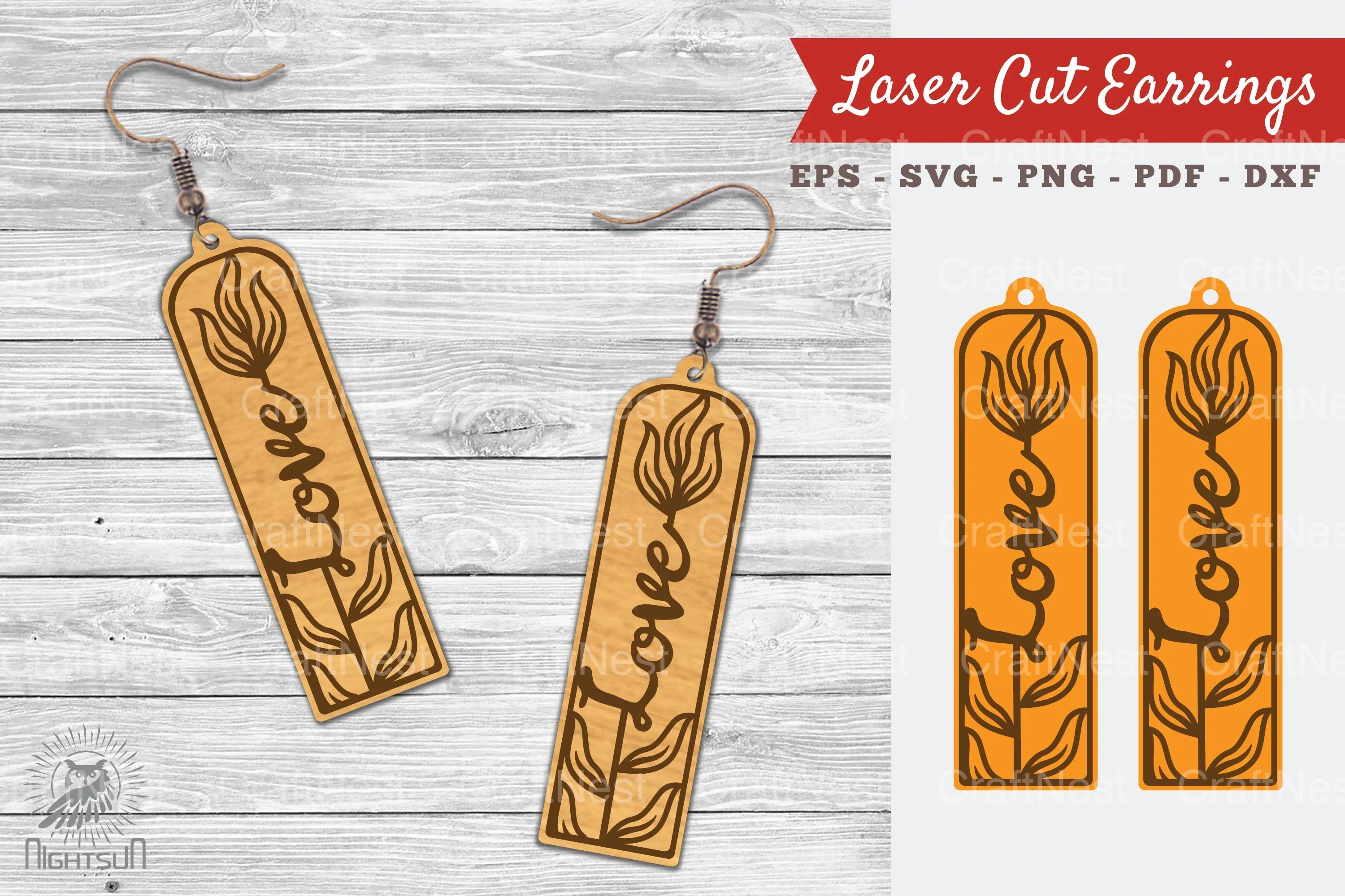 Floral Love Laser Cut Earrings SVG Bundle