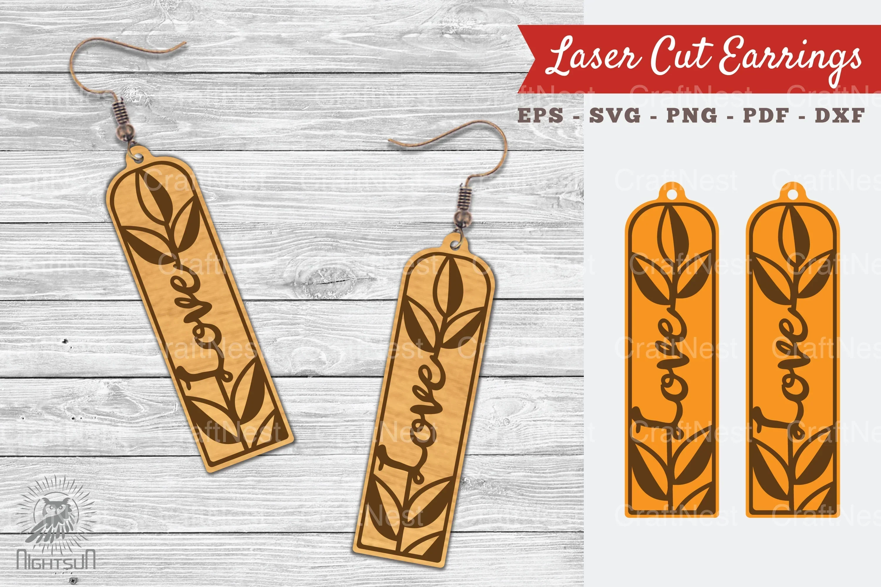 Floral Love Laser Cut Earrings SVG Bundle