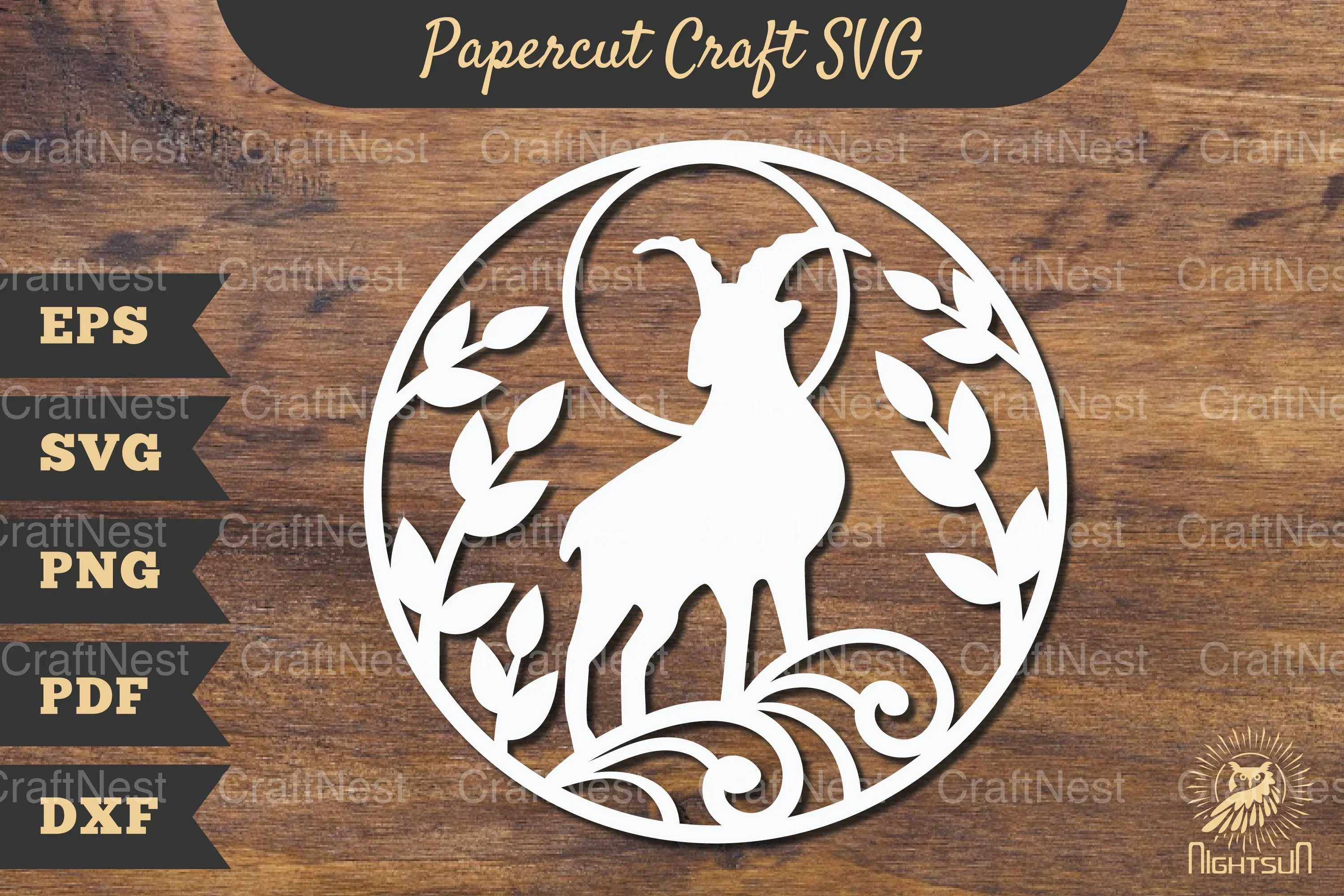 Floral Mountain Goat Papercut Craft Clipart Bundle
