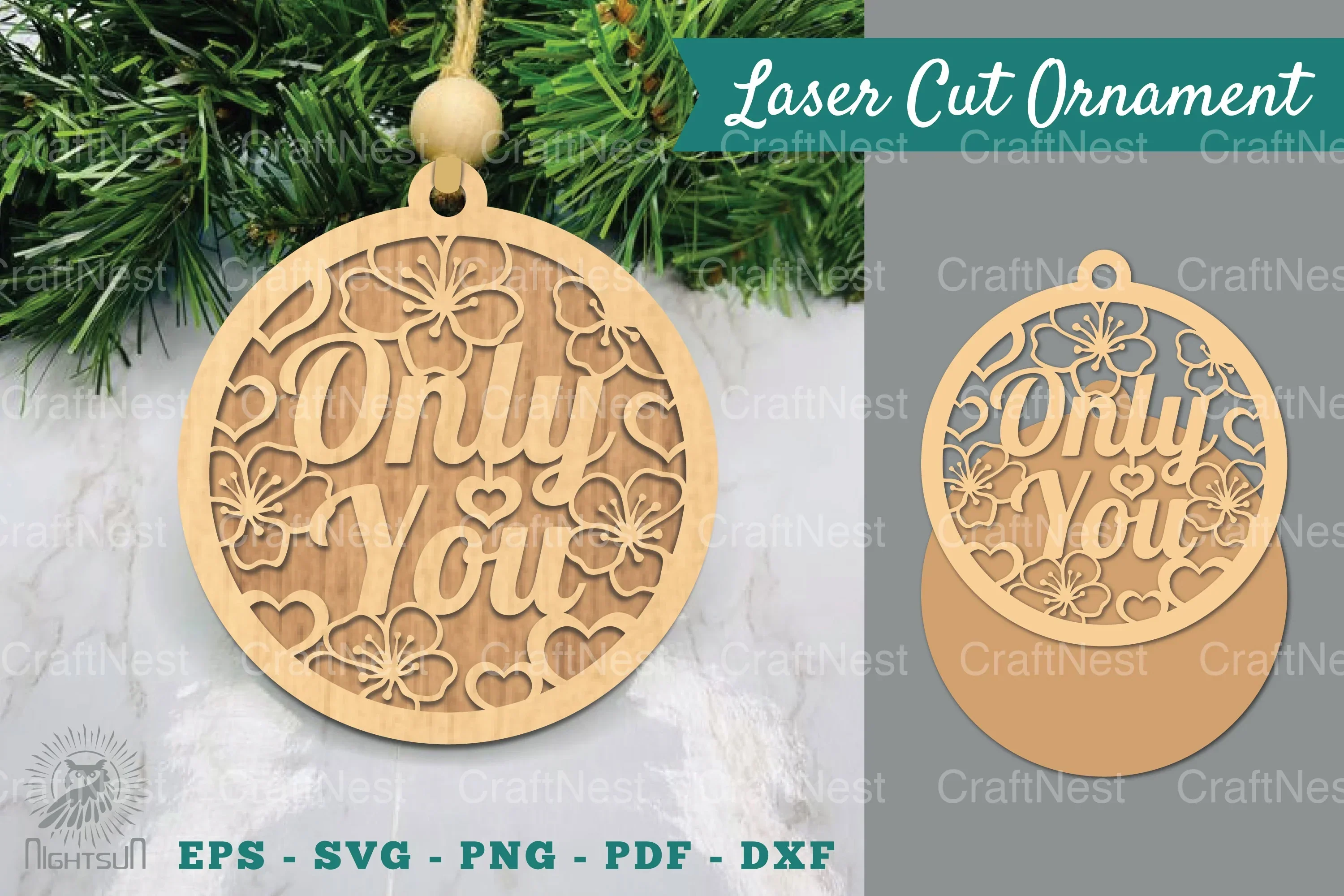 Floral Only You Laser Cut Ornament Clipart Bundle