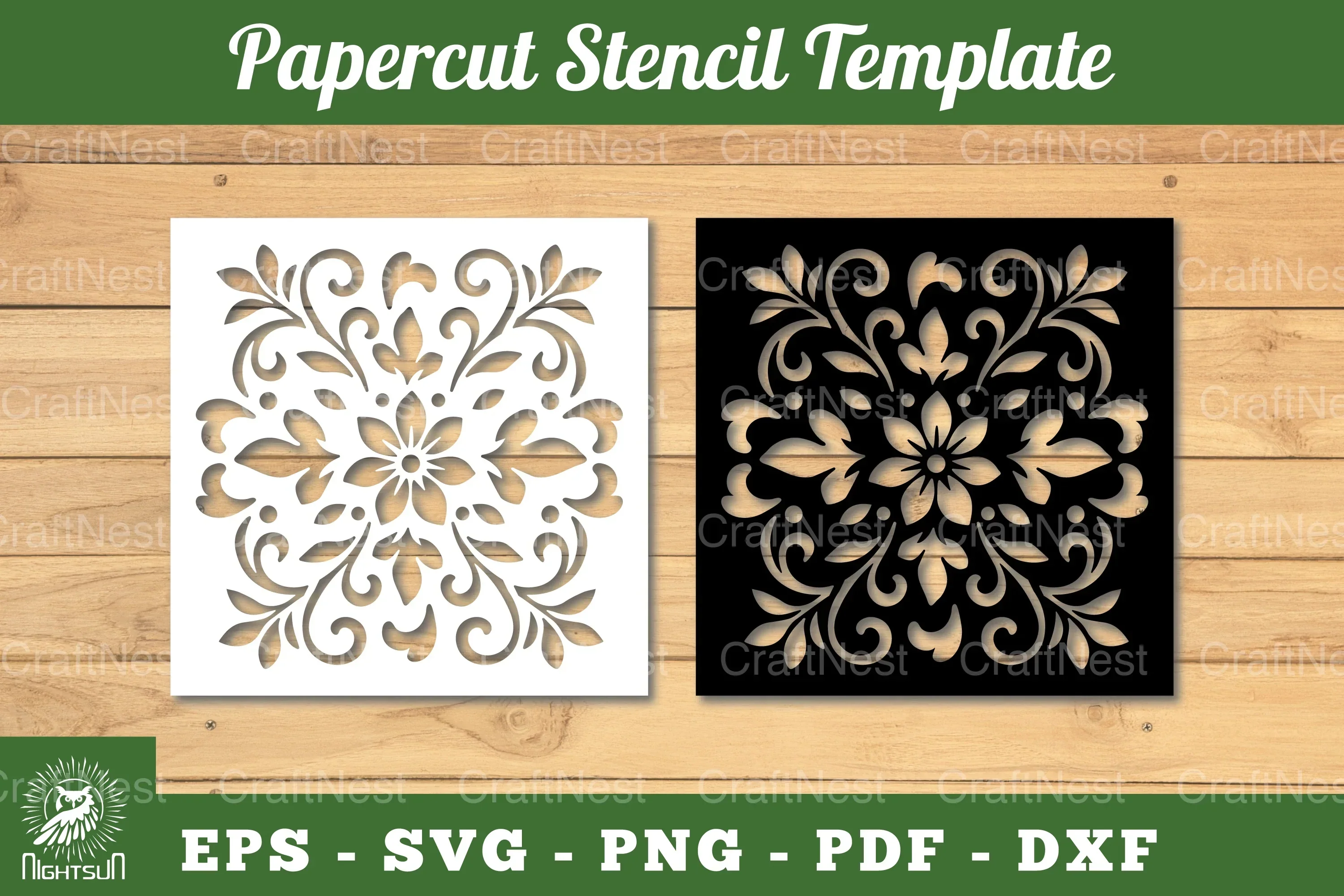 Floral Paper Cut Stencil Clipart Bundle