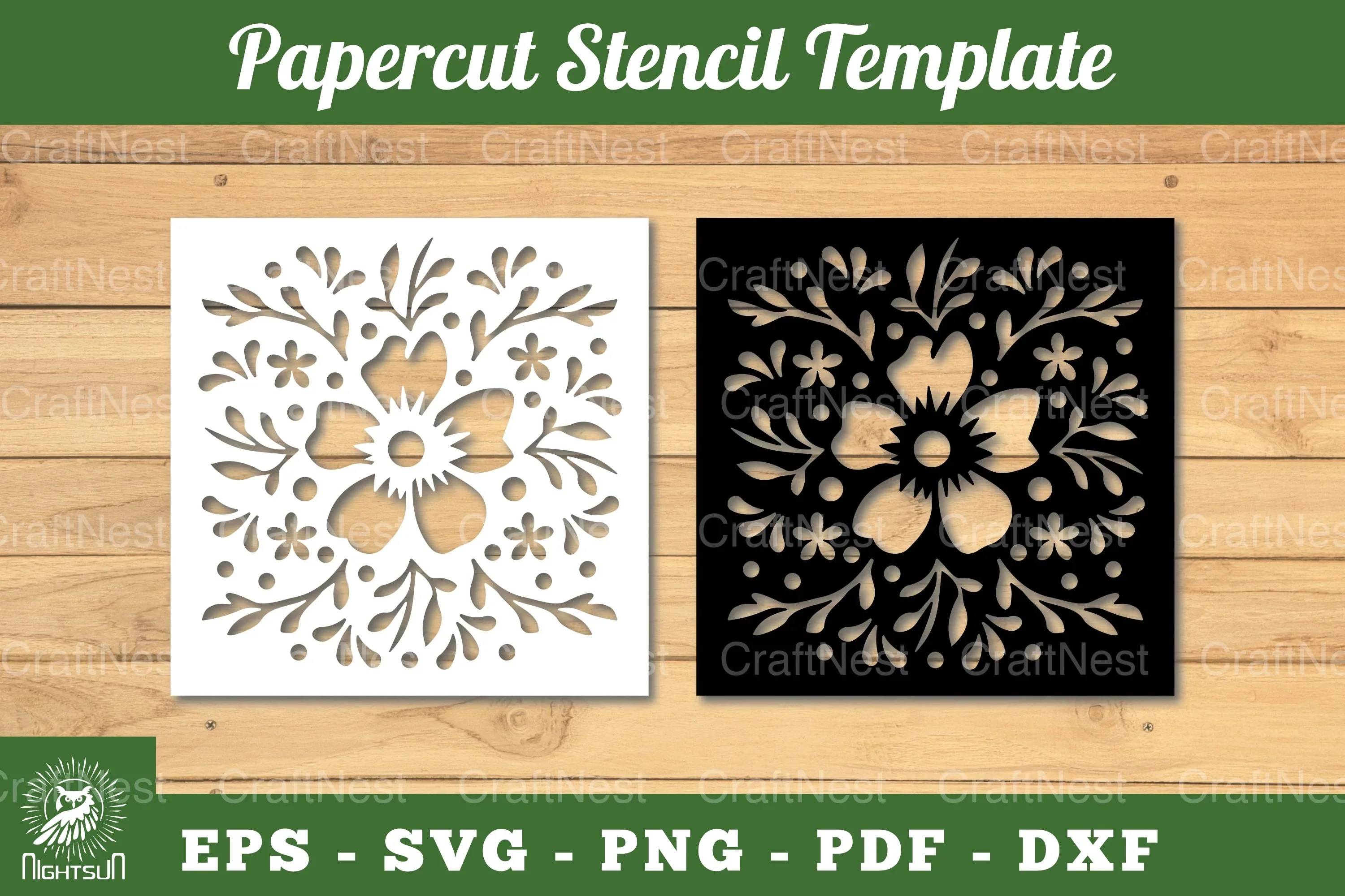 Floral Paper Cut Stencil Clipart Bundle