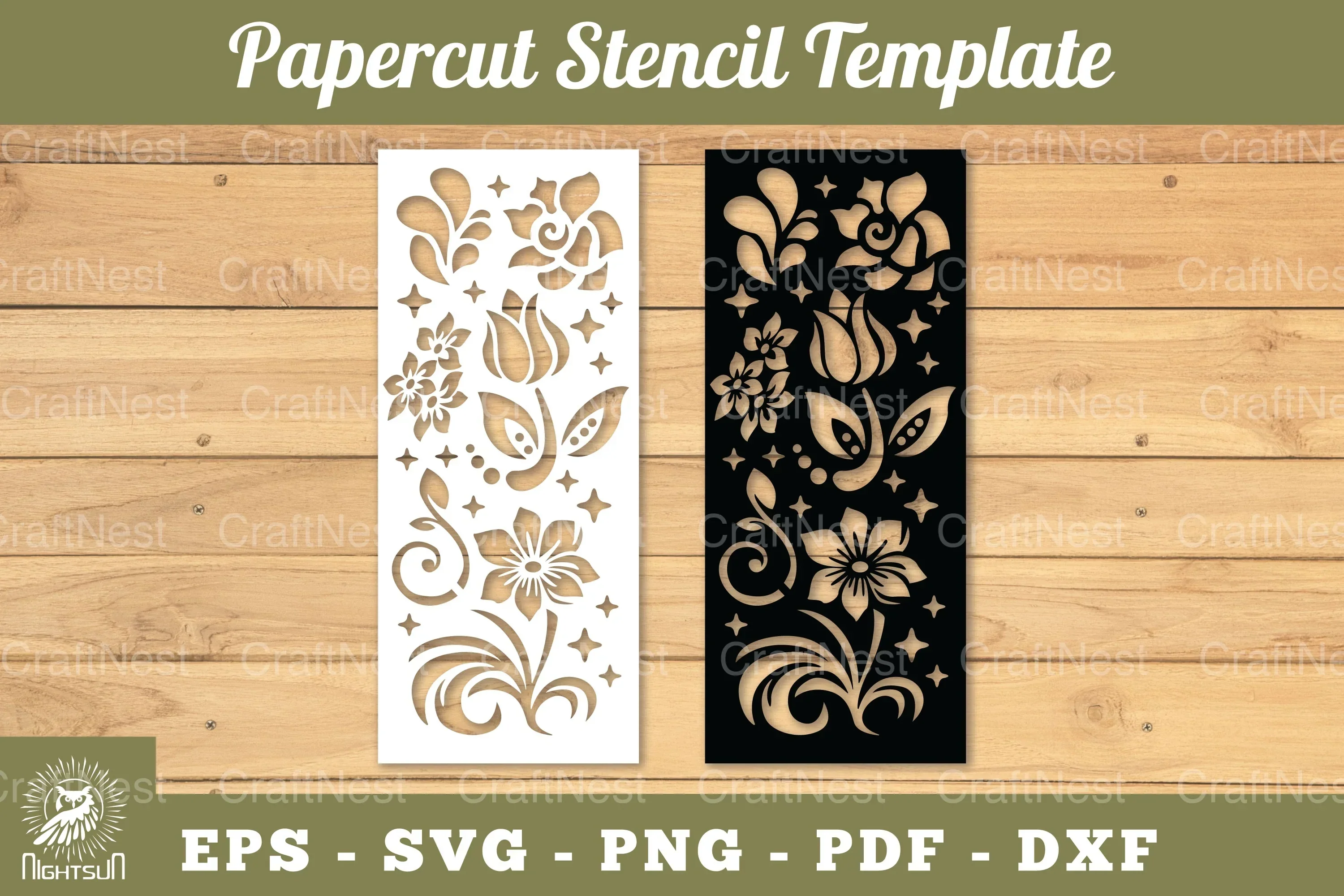 Floral Paper Cut Stencil Template Clipart Bundle