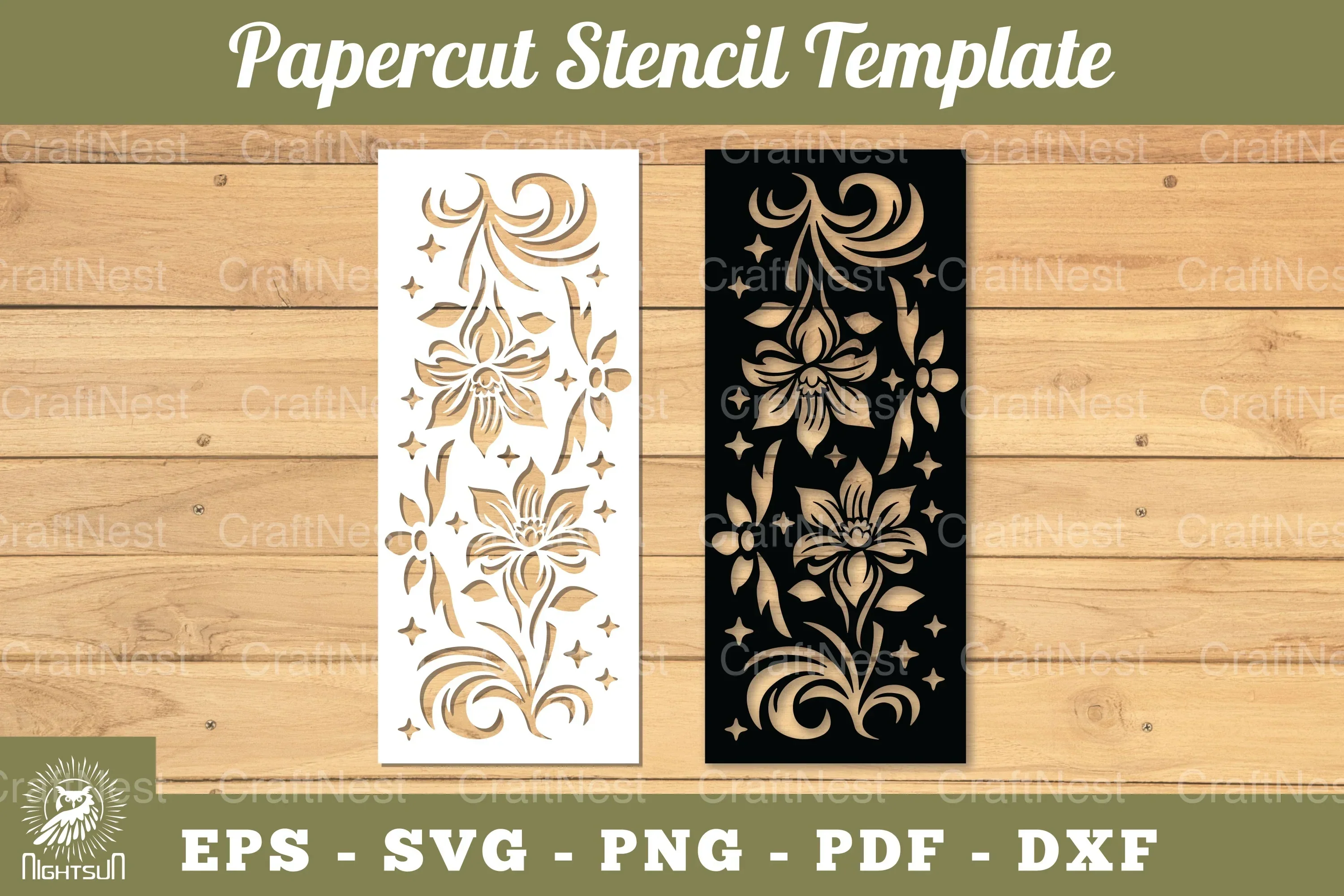 Floral Paper Cut Stencil Template Clipart Bundle