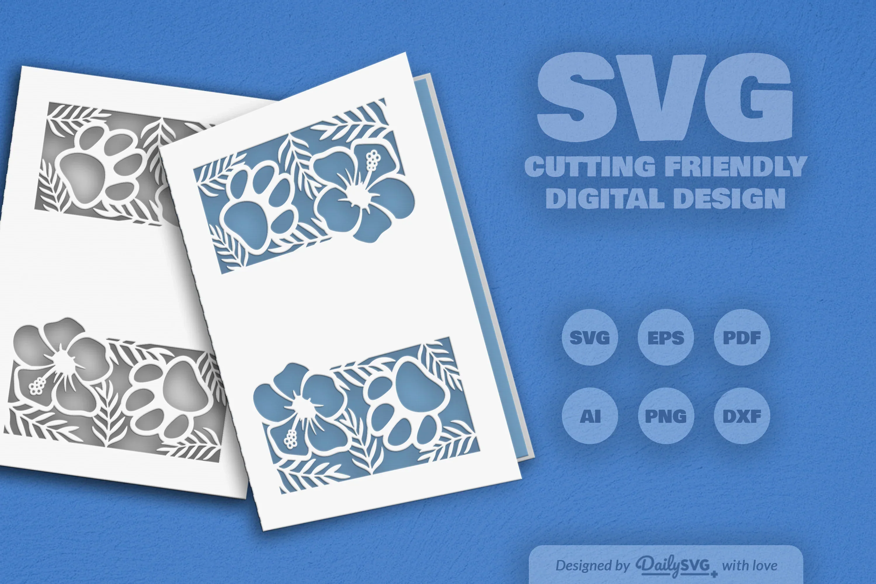 Floral Paw Greeting Card Clipart SVG Bundle - Image 11