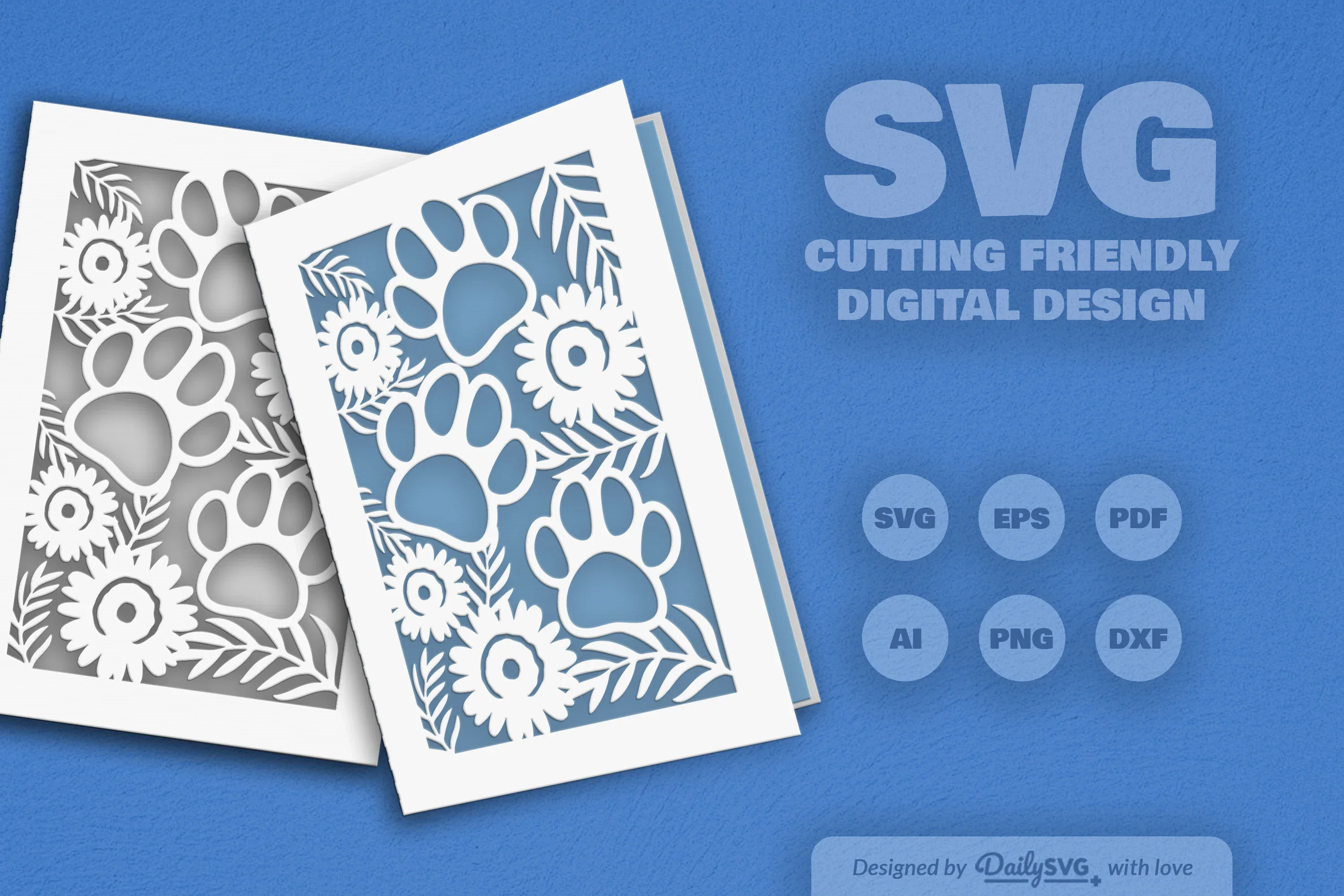Floral Paw Greeting Card Clipart SVG Bundle - Image 8