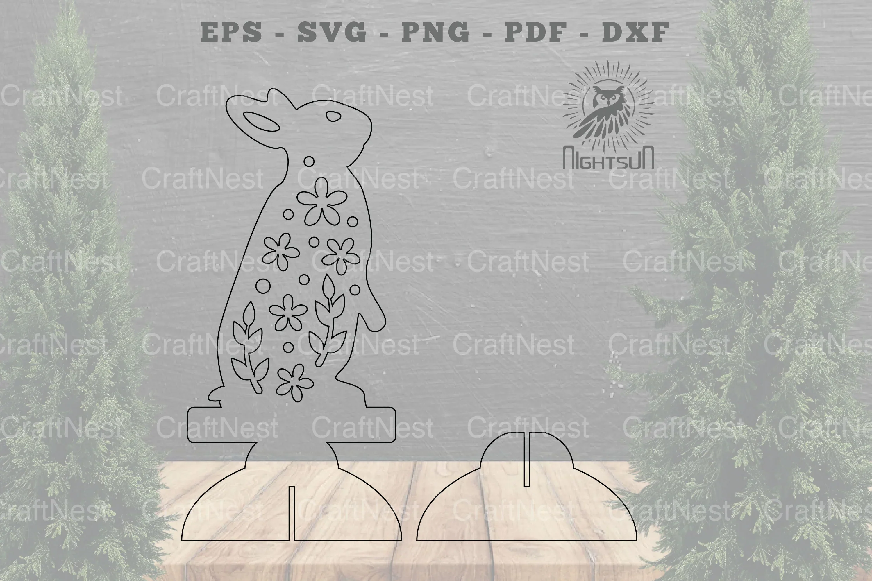 Floral Rabbit Laser Cut Home Decor SVG Bundle - Image 2