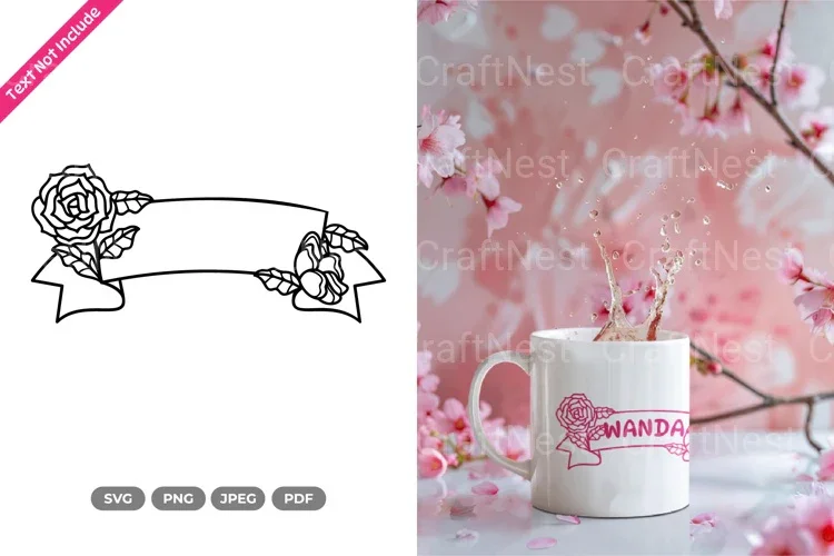 Floral Ribbon Border SVG Bundle