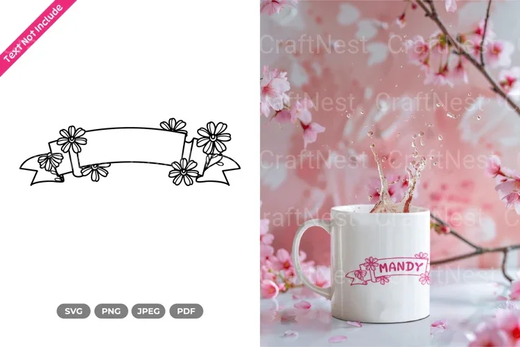 Floral Ribbon Border SVG Bundle