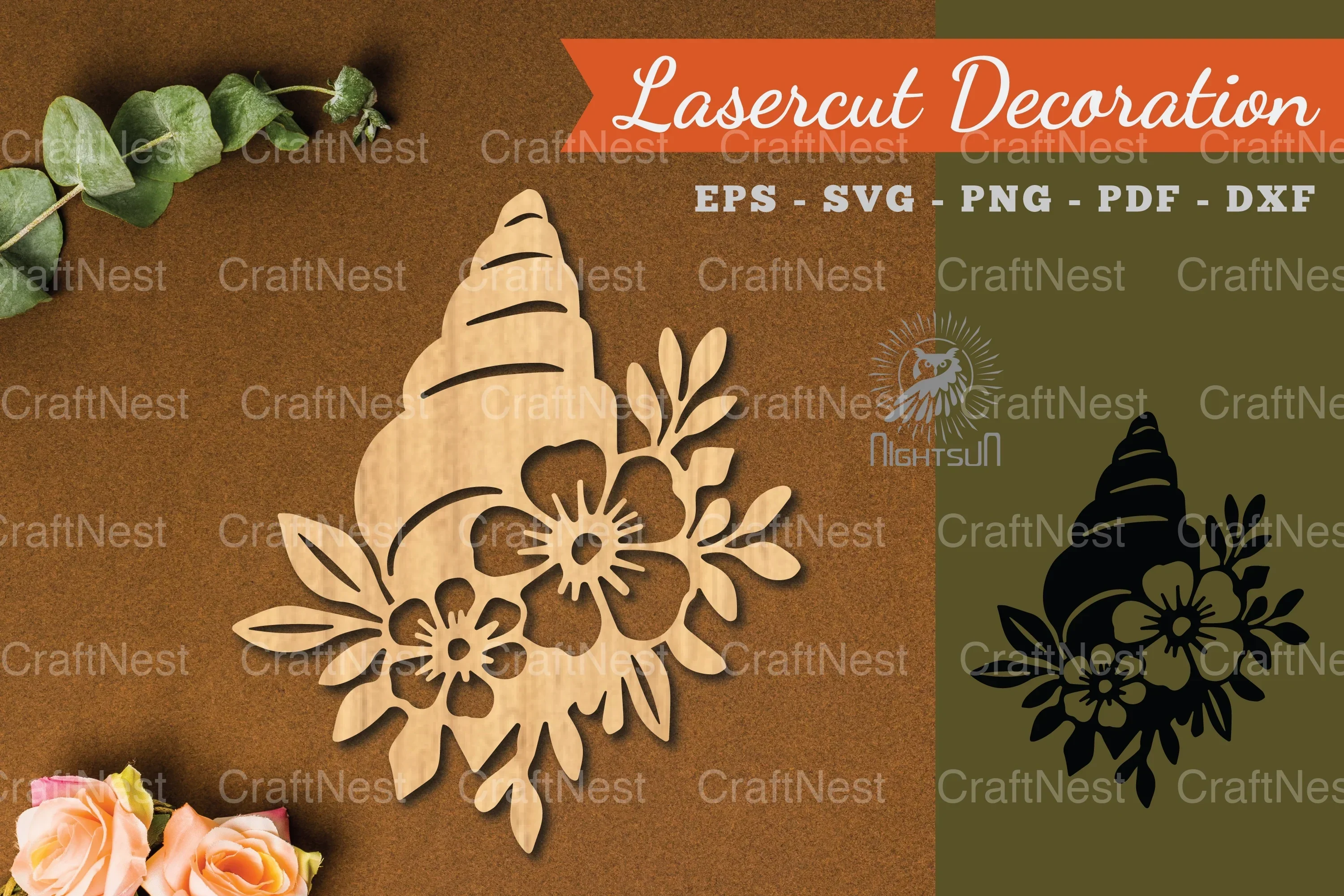 Floral Shell Lasercut Decoration SVG Bundle