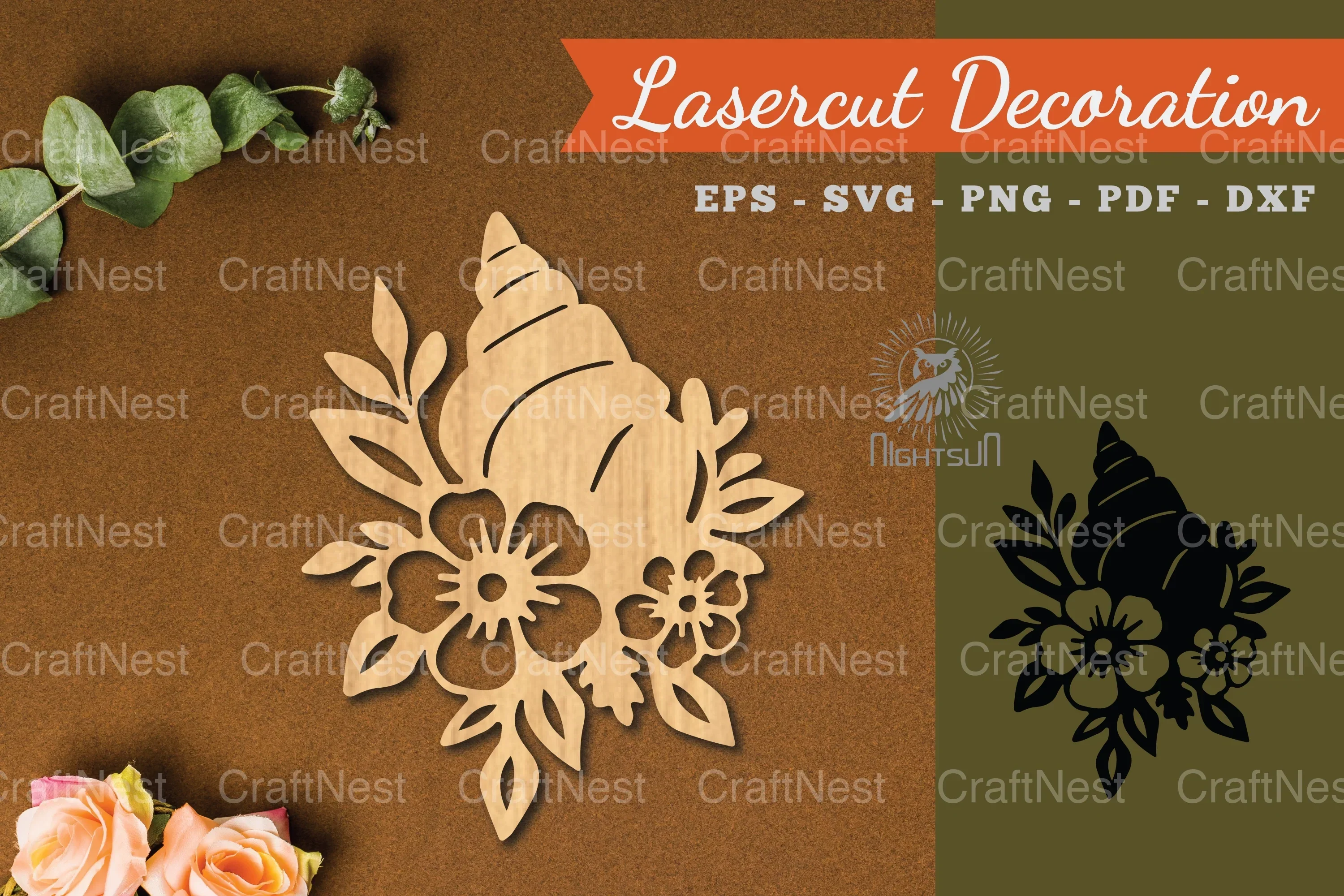 Floral Shell Lasercut Decoration SVG Bundle