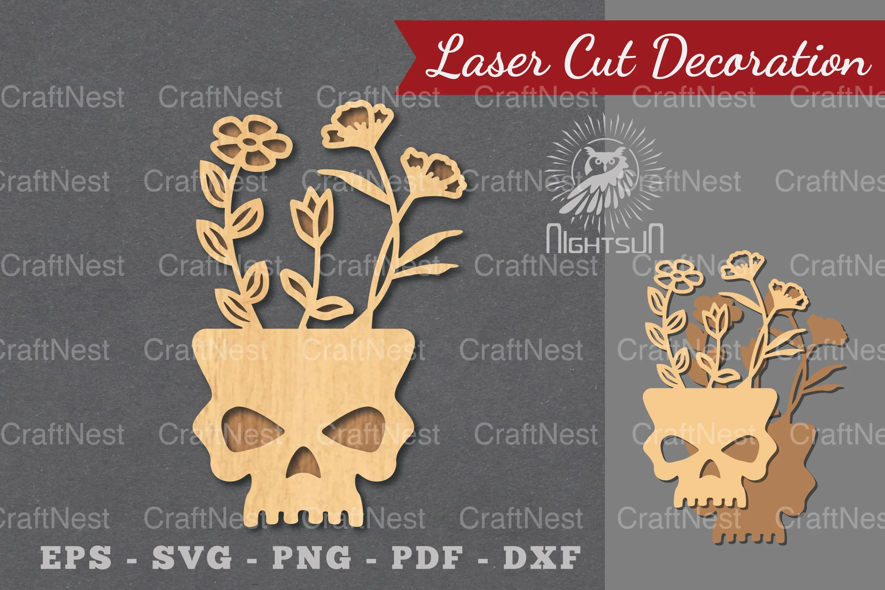 Floral Skull Laser Cut Decoration Clipart Bundle
