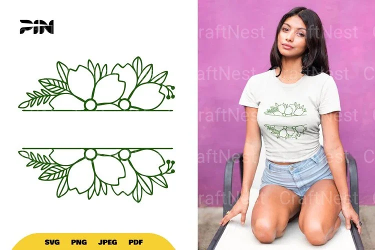 Floral Split Border SVG Bundle