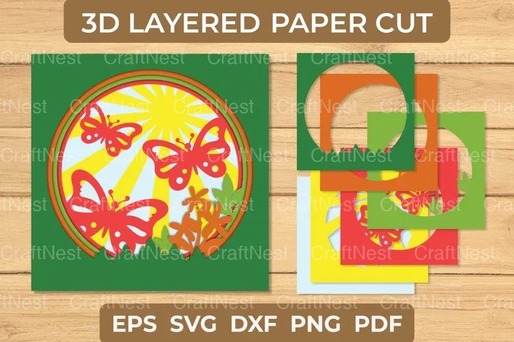 Floral Spring Butterfly 3D Light Box Paper Cut Bundle