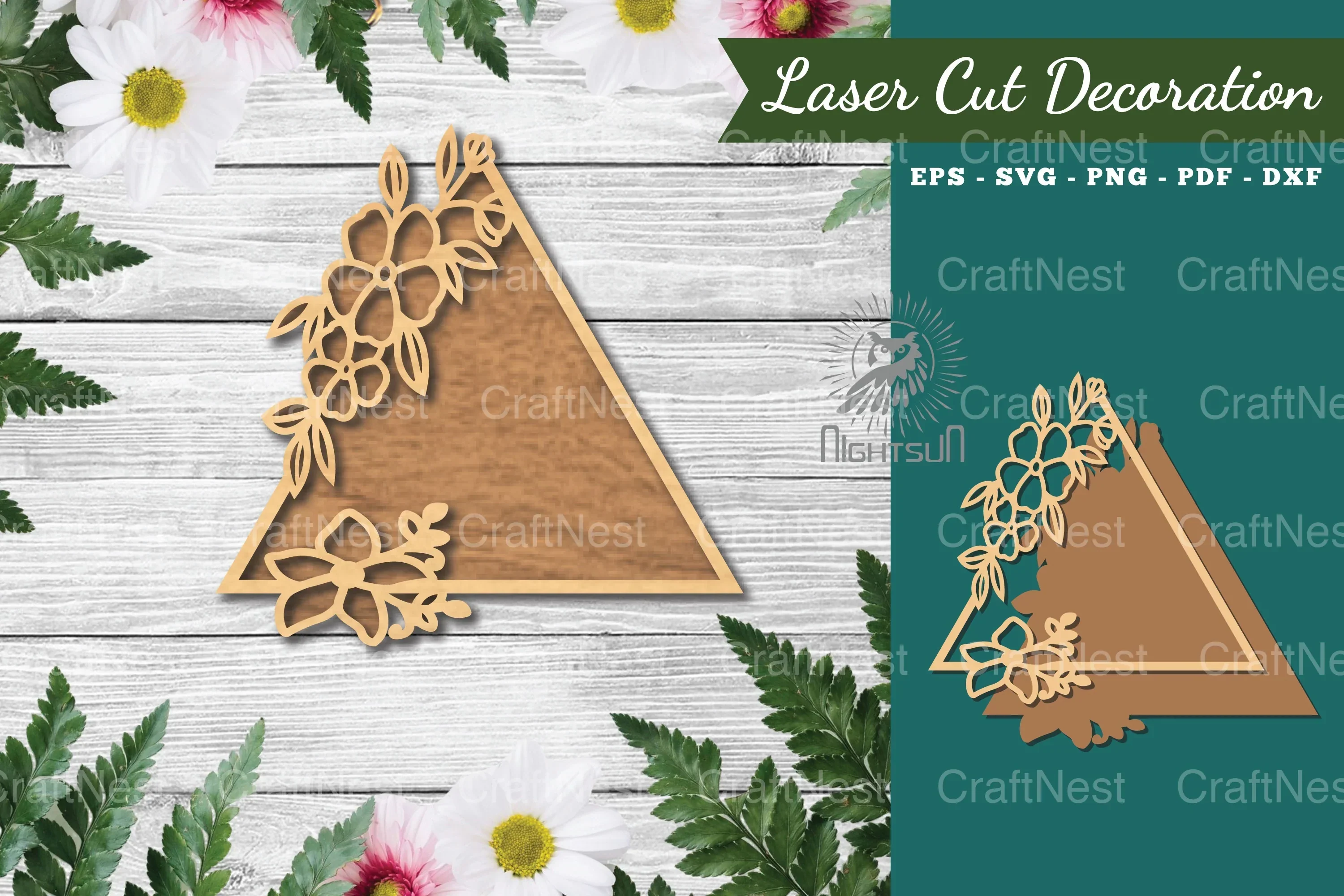 Floral Triangle Laser Cut Sign Clipart Bundle
