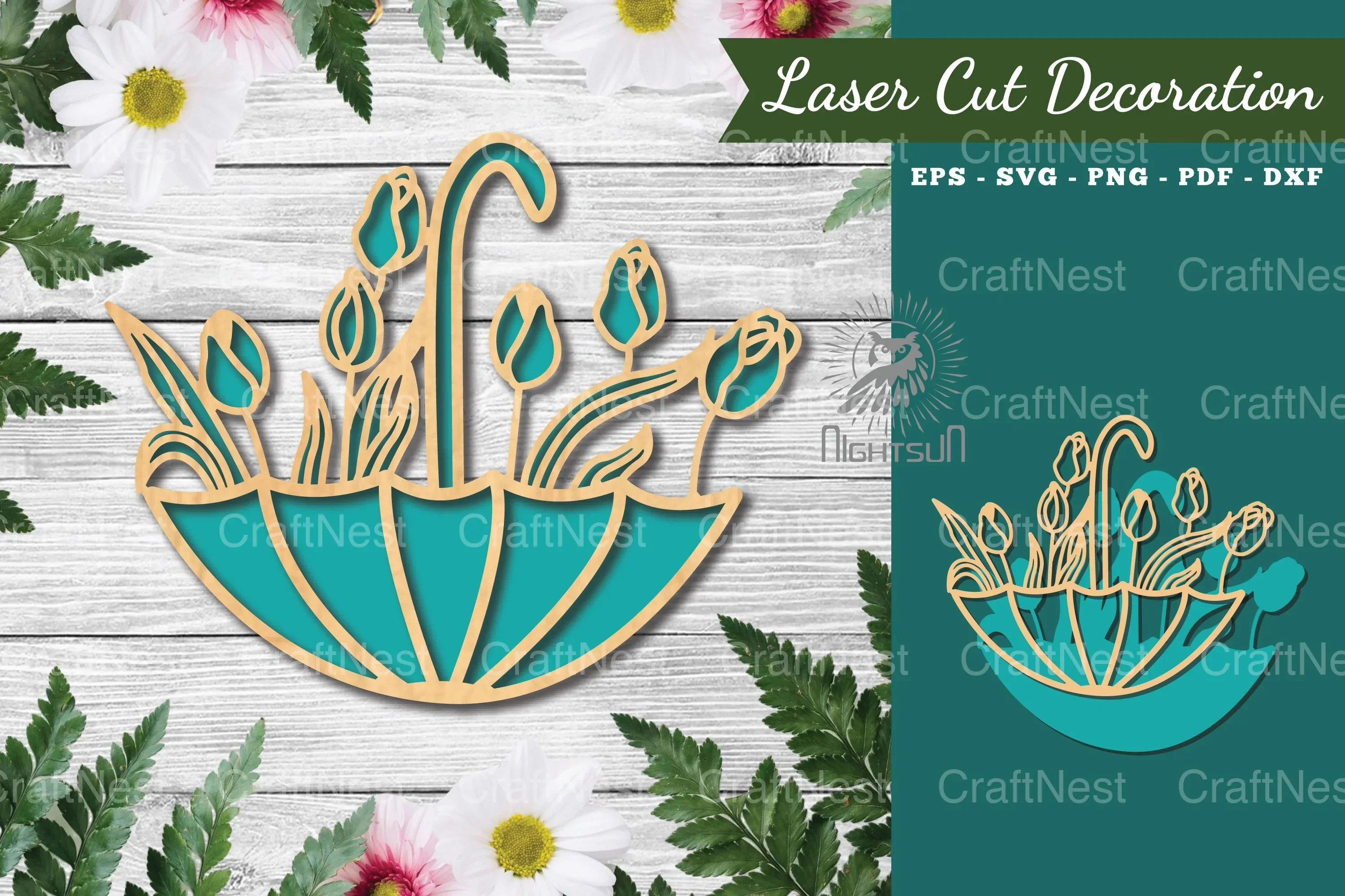 Floral Umbrella Laser Cut Decoration Clipart Bundle