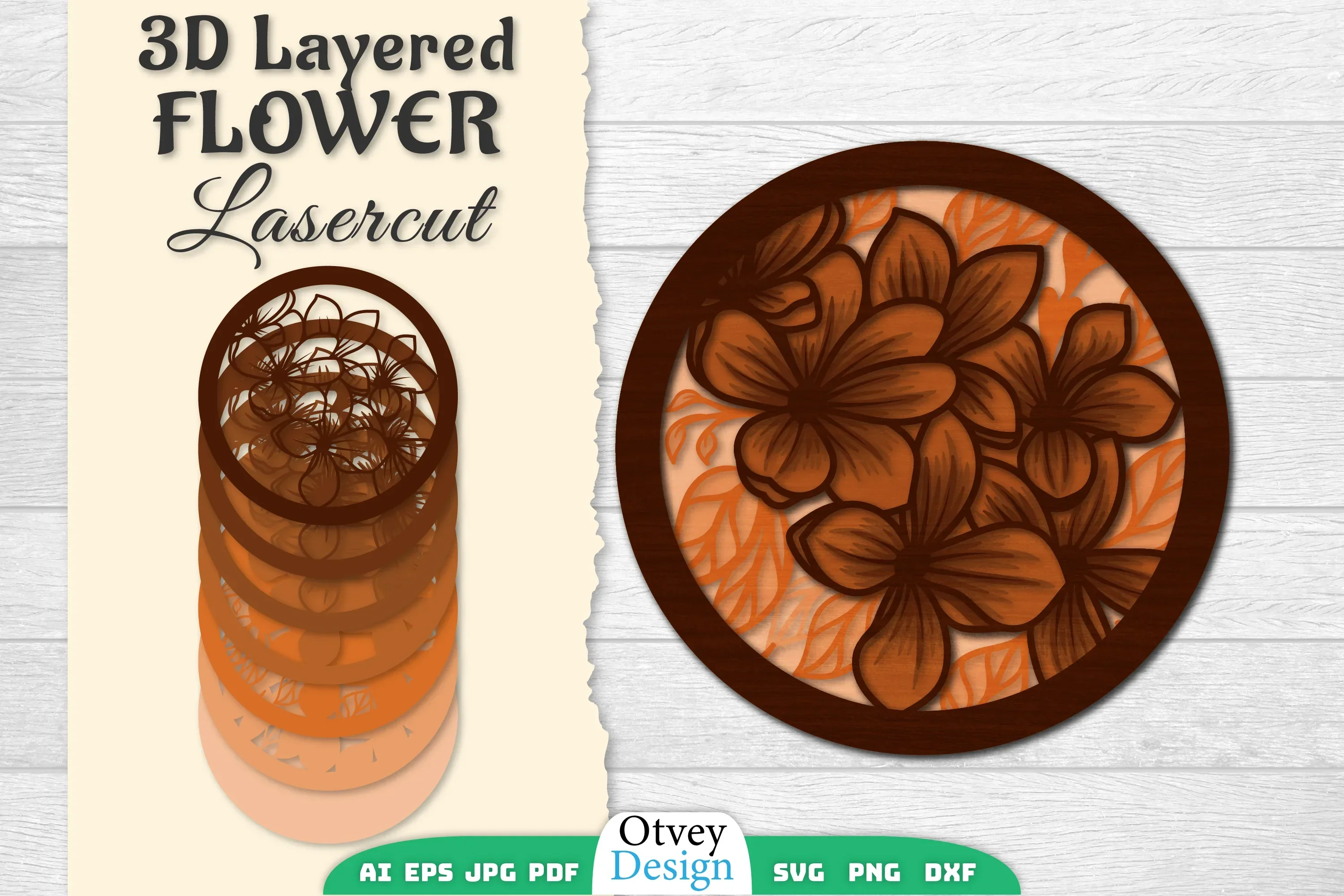 Flower 3D Layered Lasercut SVG Bundle