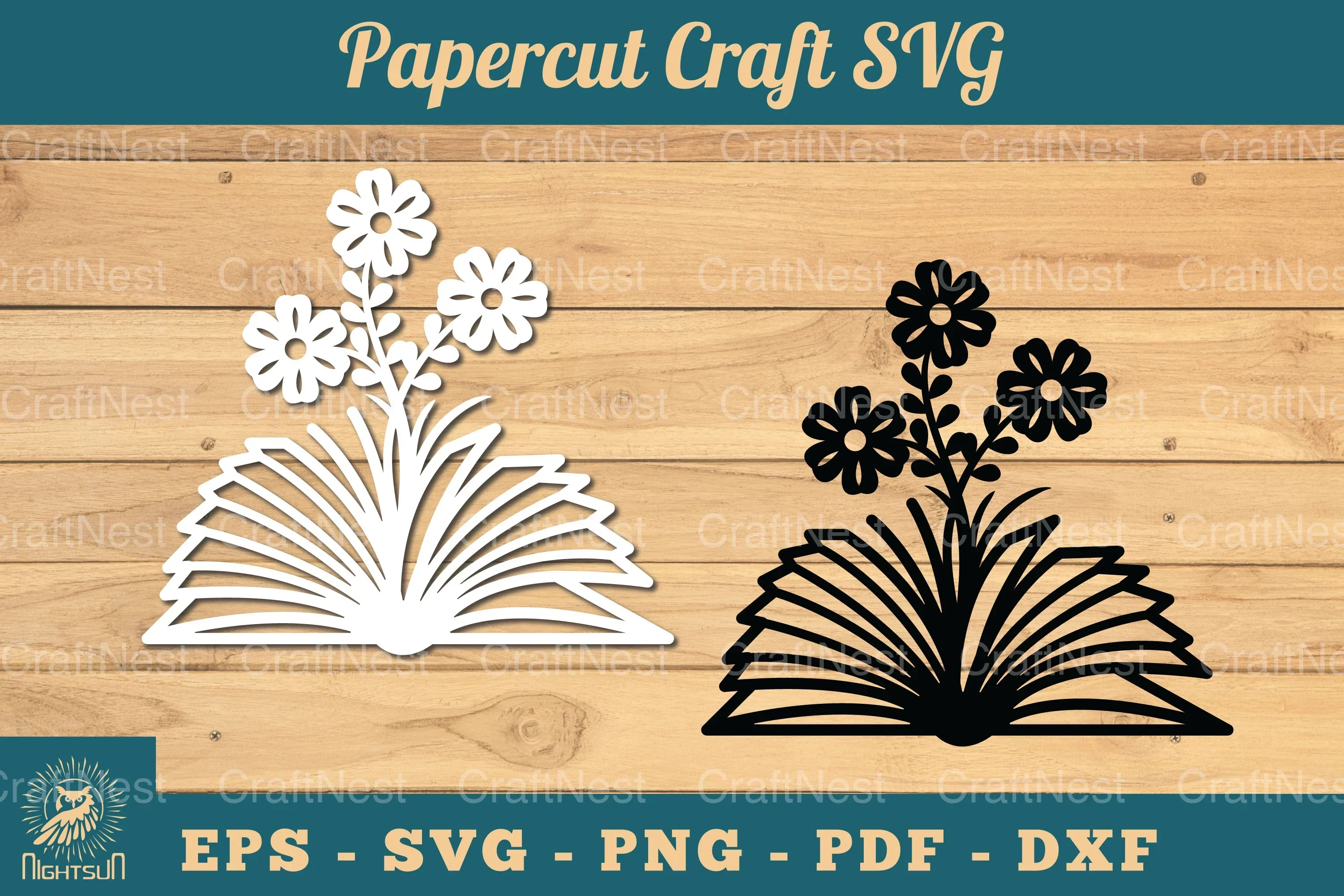 Flower and Book Papercut SVG Bundle