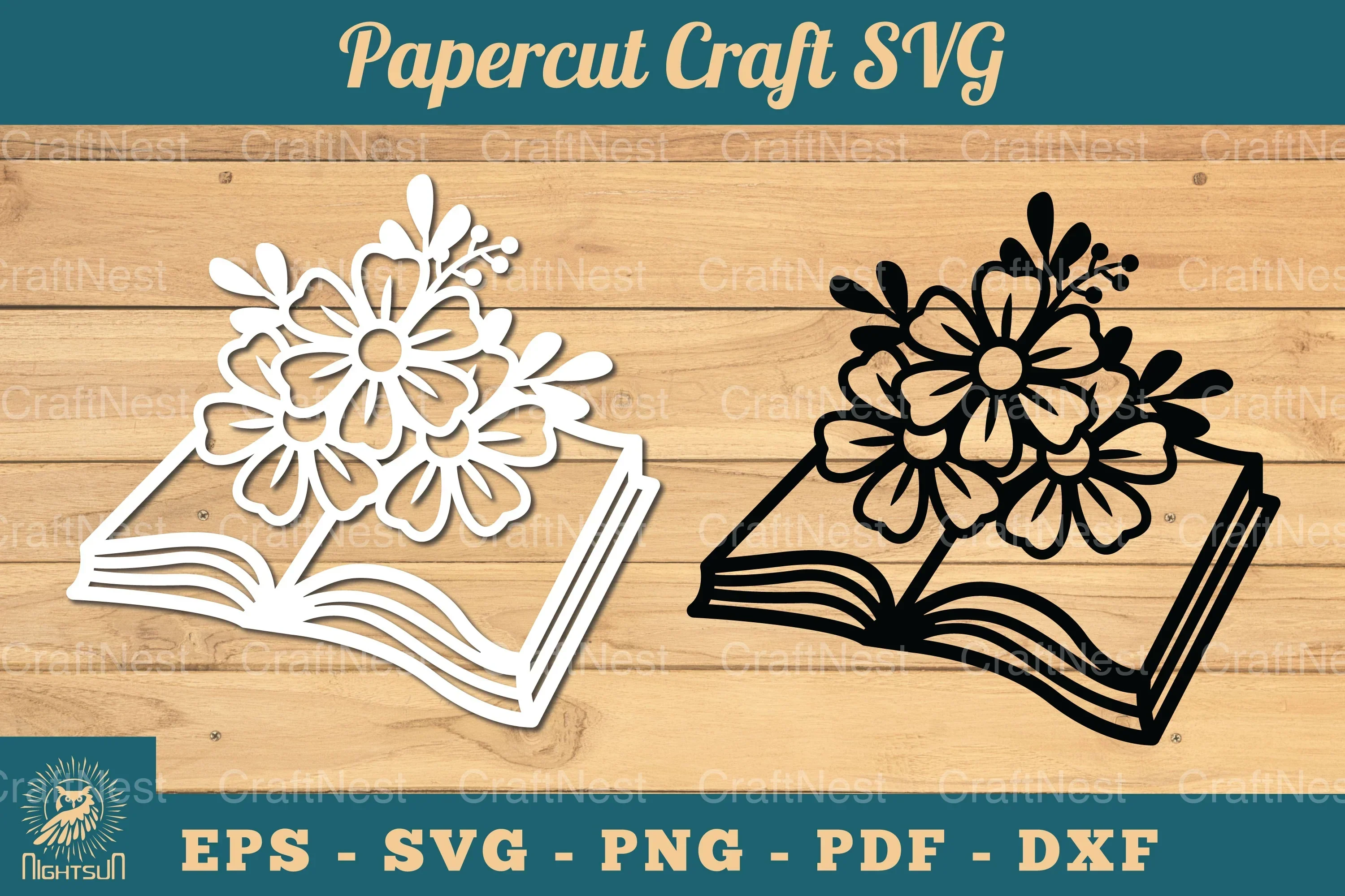 Flower and Book Papercut SVG Bundle