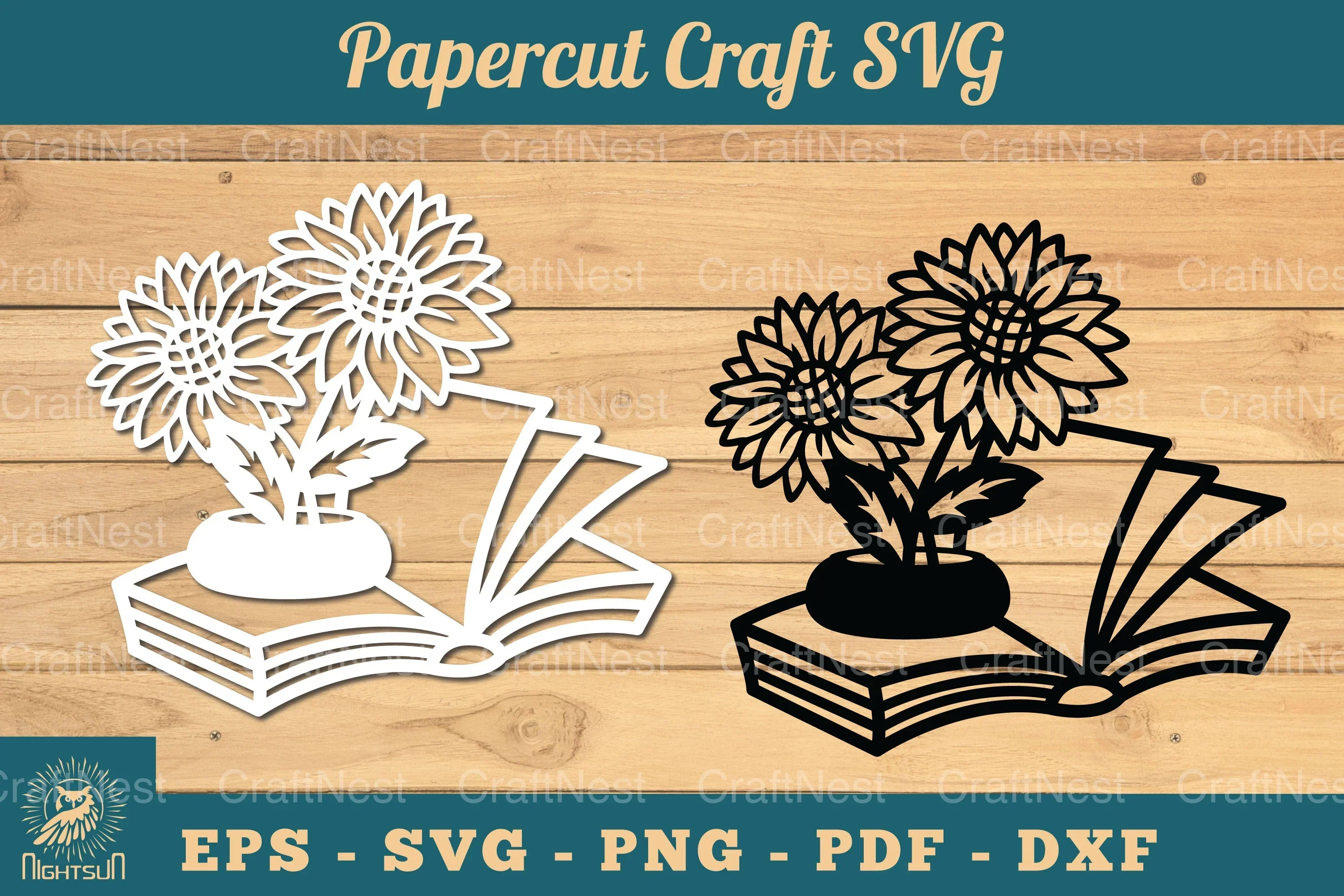 Flower and Book Papercut SVG Bundle