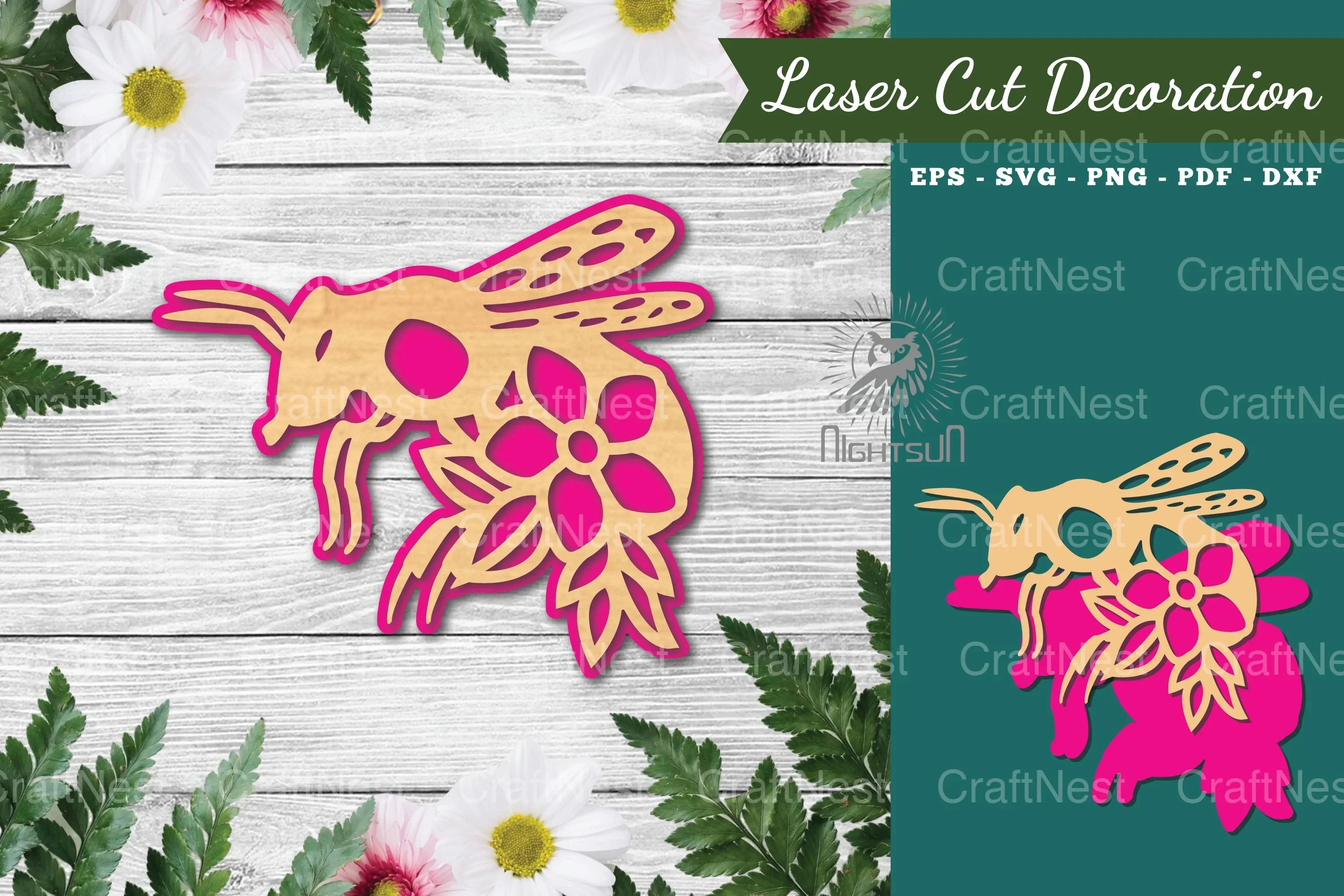Flower Bee Laser Cut Decoration Bundle
